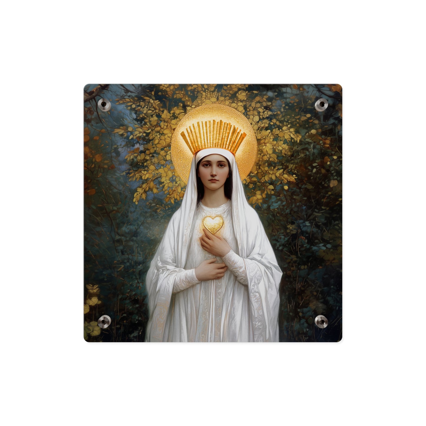 Our Lady of Beauraing - Our Lady of the Golden Heart - Marian Art - Wall Art Panel - Ready to Hang Acrylic Print - Saint Art - Catholic Art
