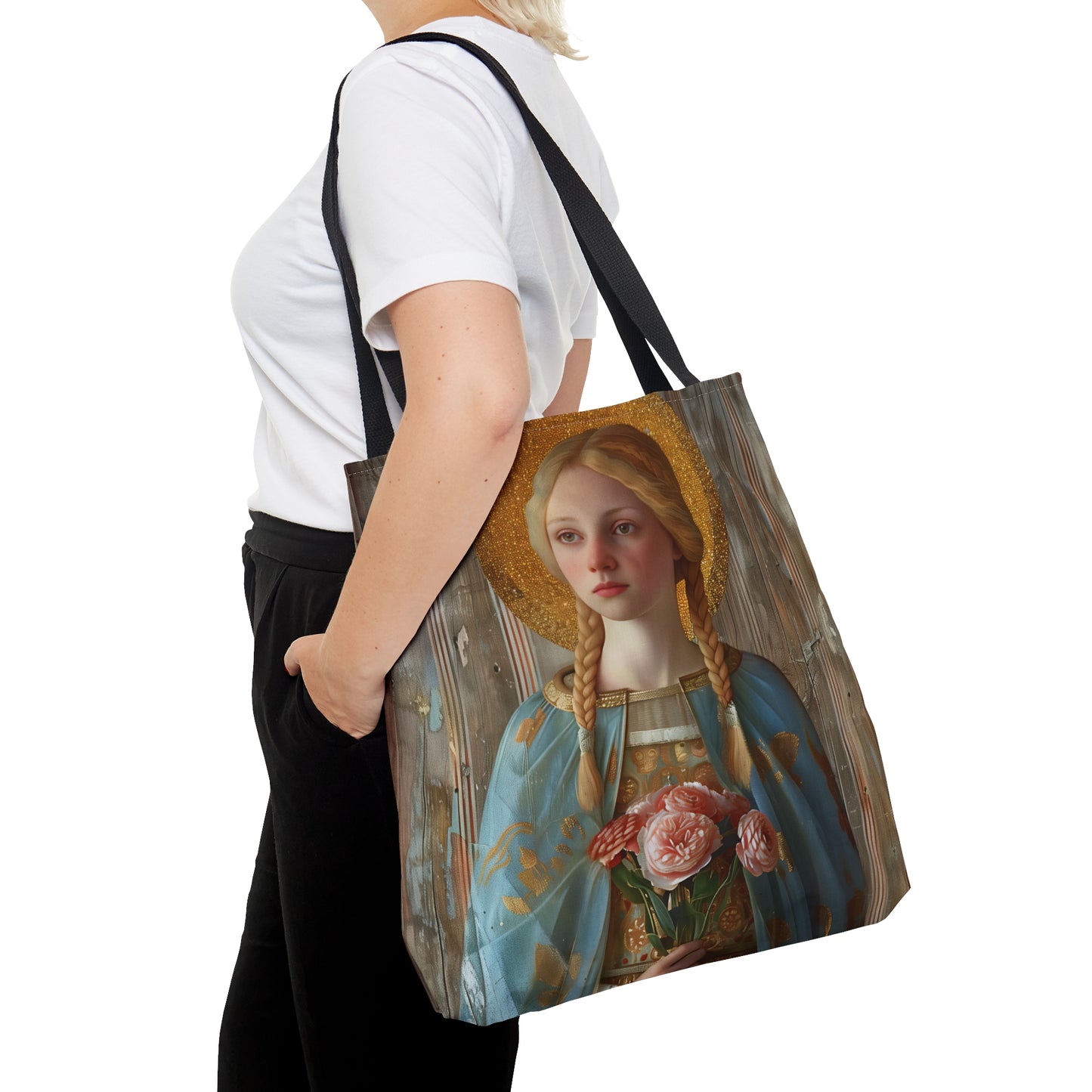 Saint Fina Tote Bag - Purse - Three sizes - Large Medium Small Faith Art Bag - Catholic faith carry-all purse - Double Sided
