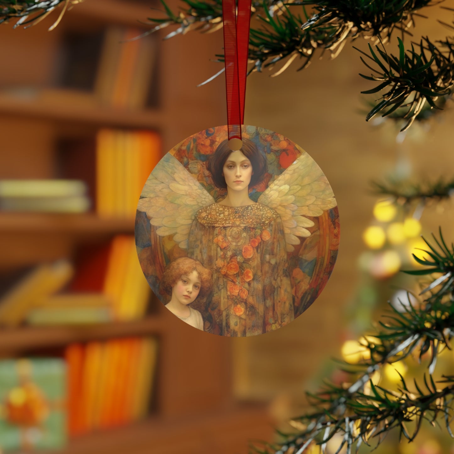 Heaven's Guardians Metal Ornament - Religious Holiday Christmas Ornament and Keepsake - Double sided - Prayer Ornament - Guardian Angel