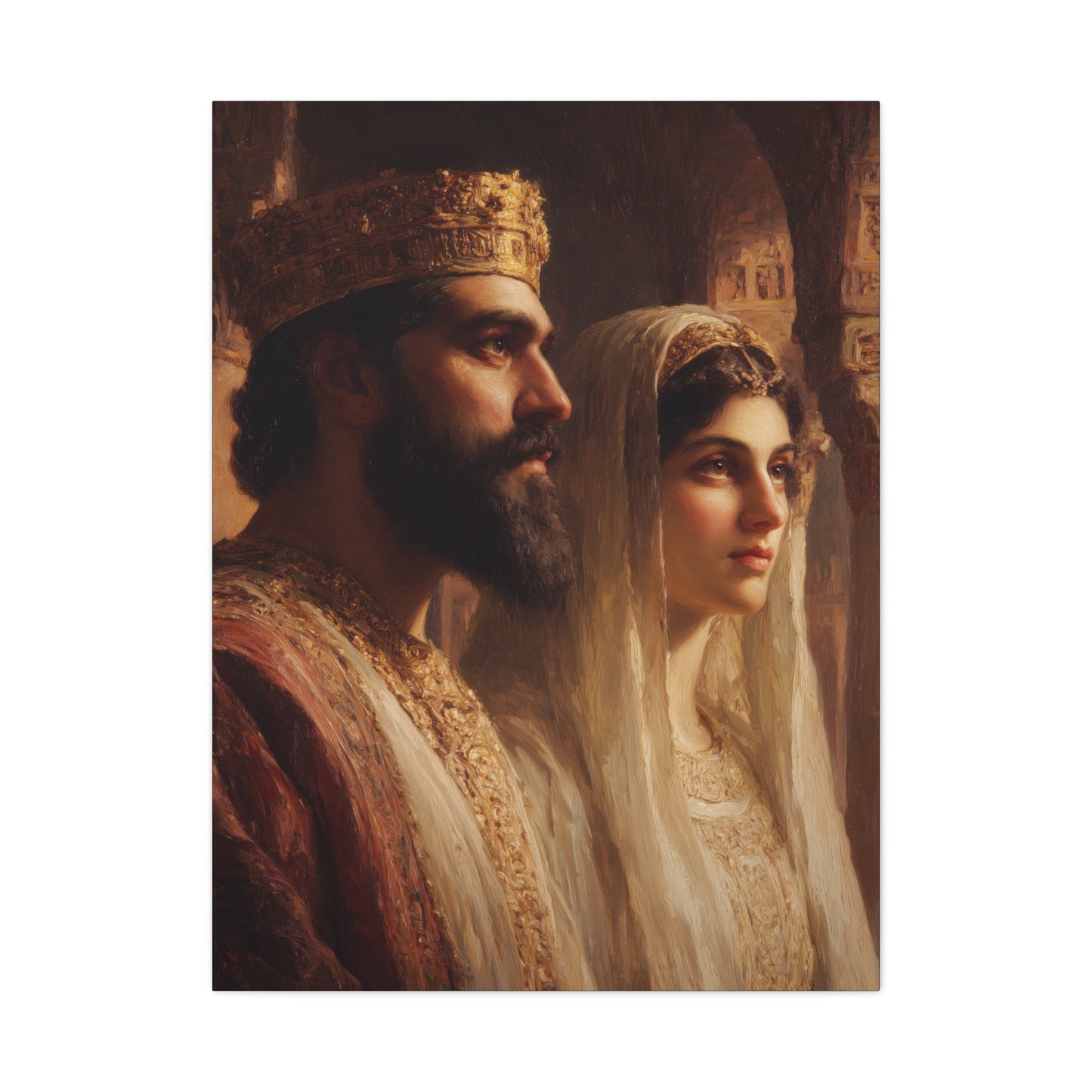 King Xerxes and Queen Esther  - Gallery Wrapped Canvas - Print - Religious Art for your Home - Catholic Art Print