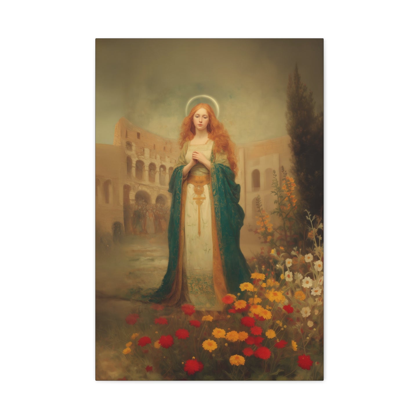 Saint Justina - Multiple Sizes - Catholic Home art - Museum Wrapped Canvas - Sanctified Souls Print - Catholic Martyr Art