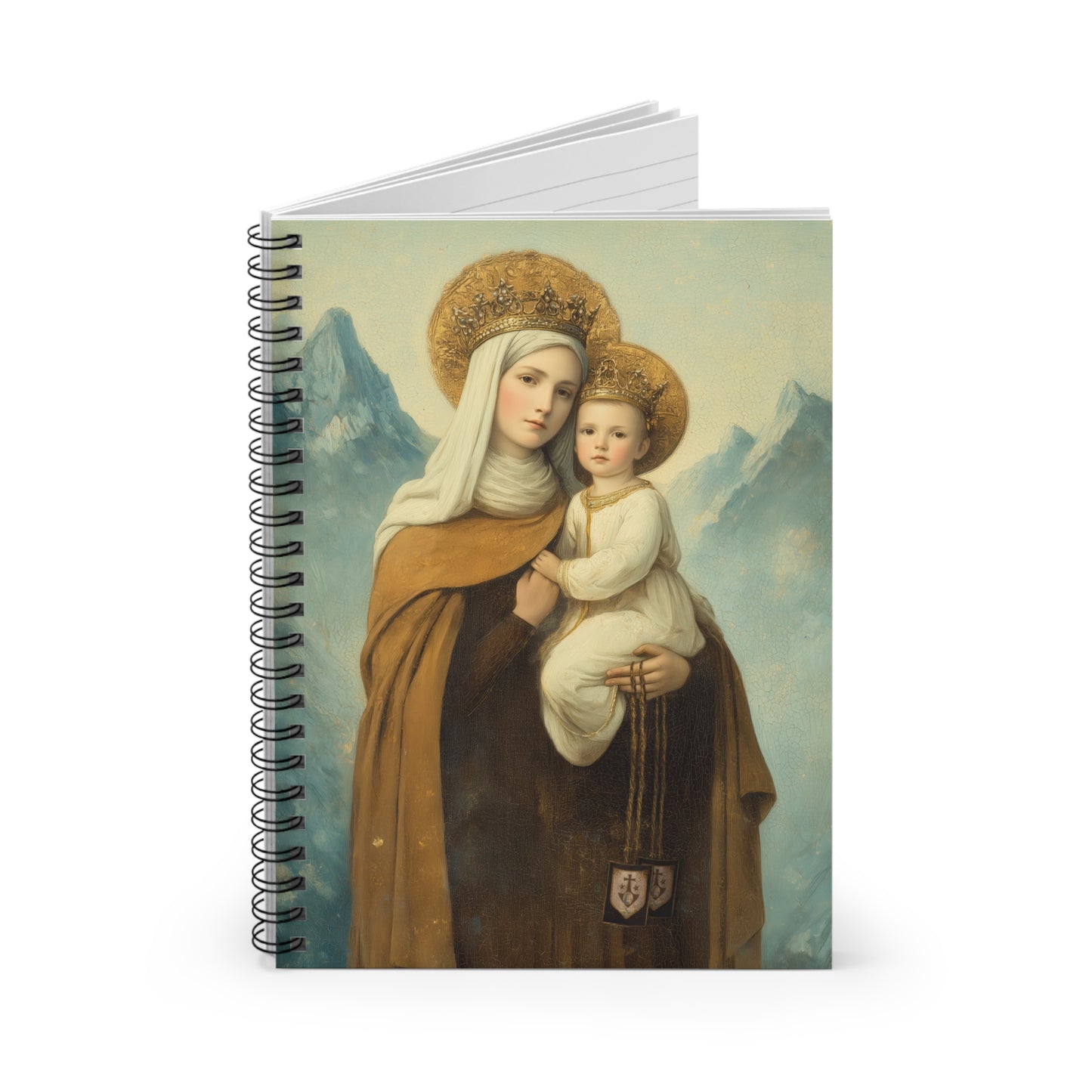 The Gift of the Scapular - Our Lady of Mount Carmel - Sanctified Souls Art - Religious Based Notebook - Spiral Notebook - Ruled Line