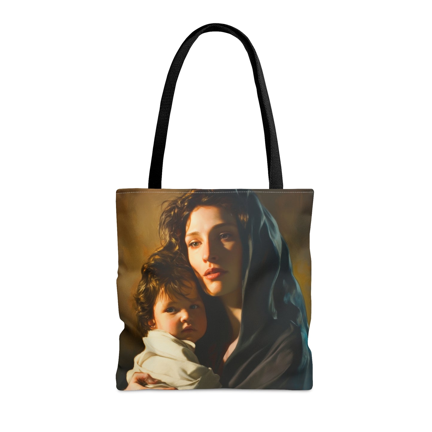 A mother's Gentle Embrace - Mary and The Christ Child Tote Bag - Large Medium Small Faith Art Bag - Catholic Faith Purse