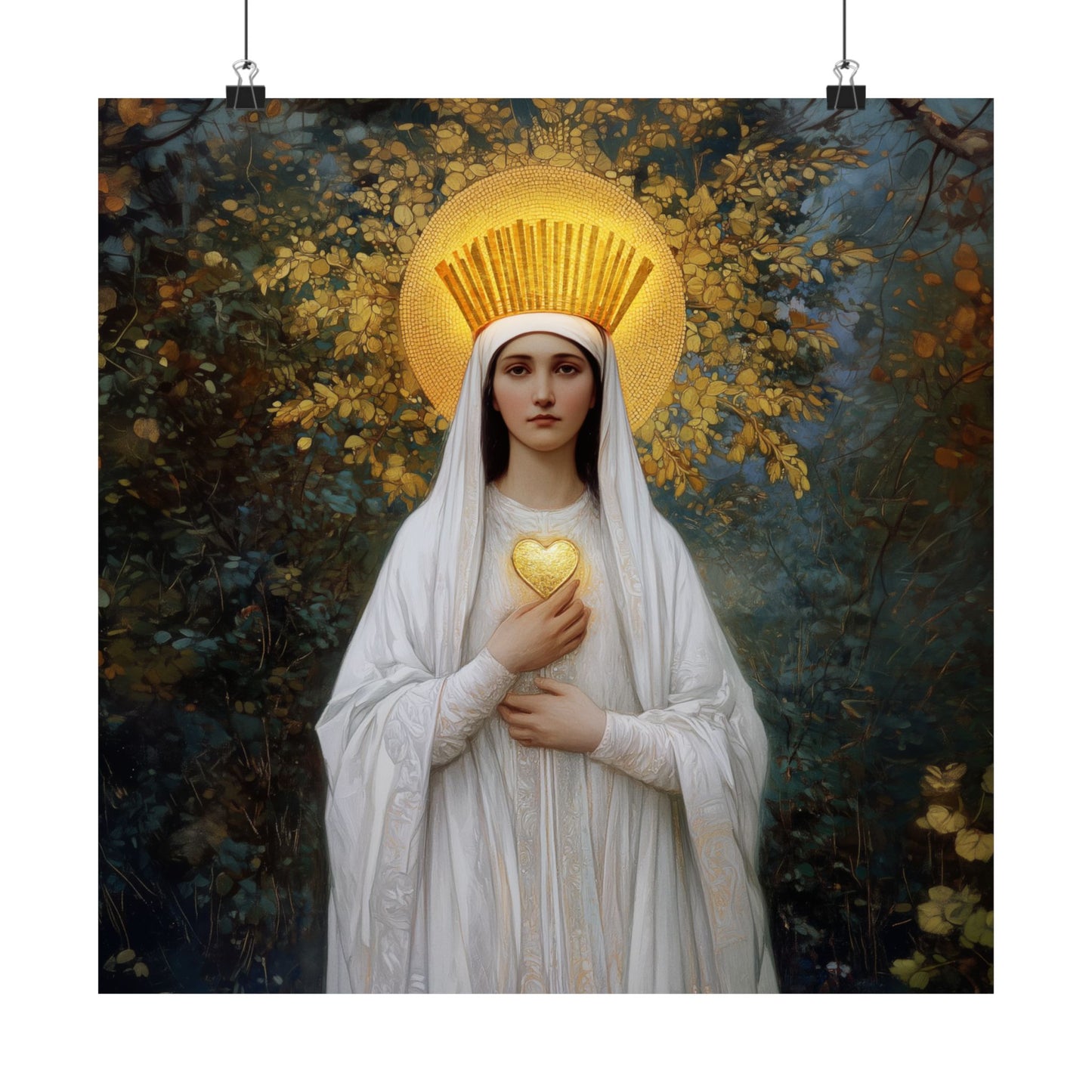 Our Lady of Beauraing - Our Lady of the Golden Heart - Marian Art - Sanctified Souls Print - Multiple Sizes - Premium Vertical Posters