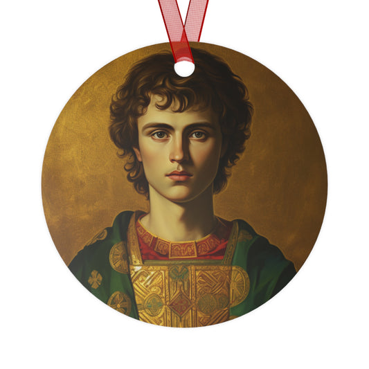 Saint Pantaleon Metal Ornament - Religious Holiday Christmas Ornament and Keepsake - Double sided - Prayer Ornament - Catholic Gift