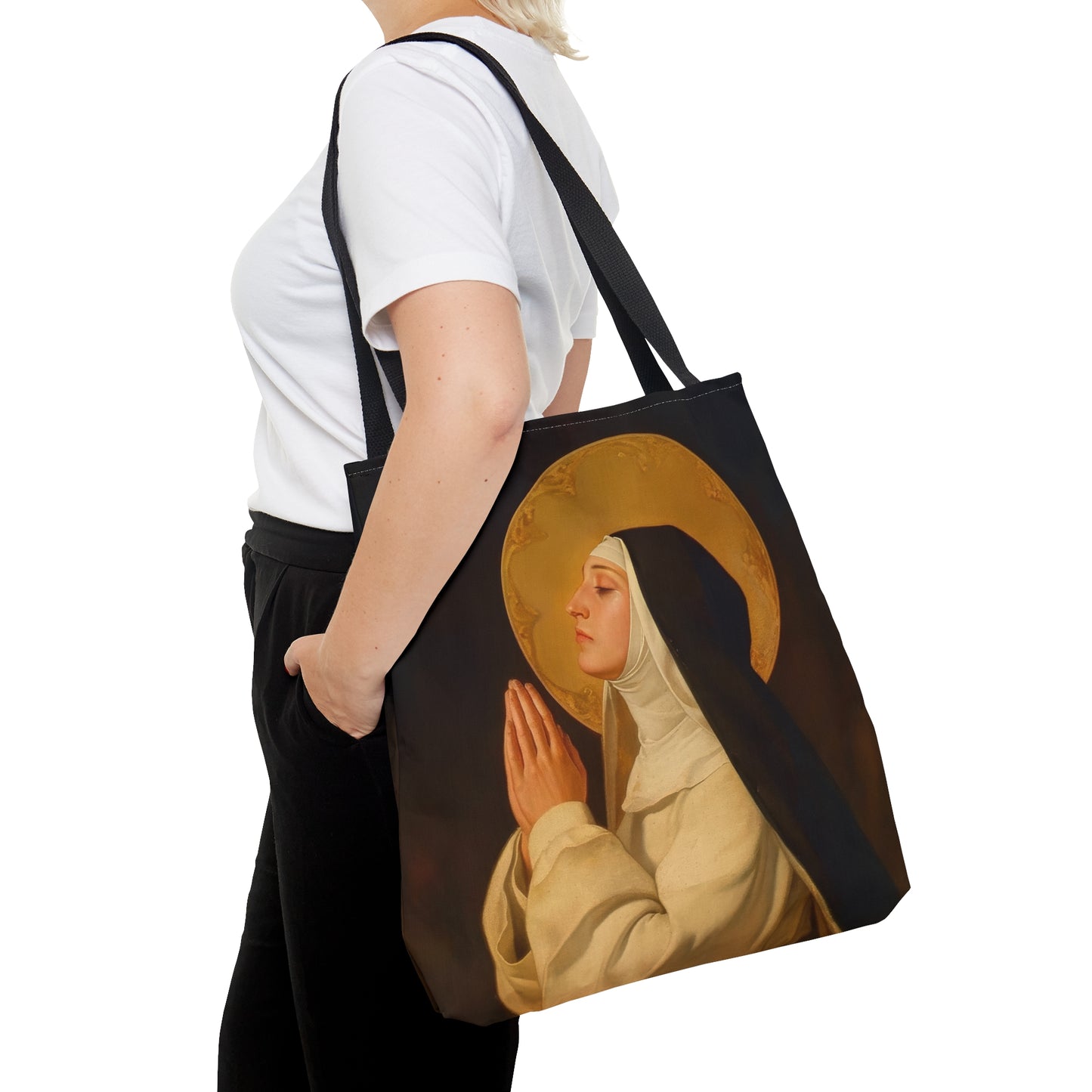 Saint Lutgardis Tote Bag - Large Medium Small Faith Art Bag - Catholic Faith Purse - Religious Carry All Reusable Tote Bag