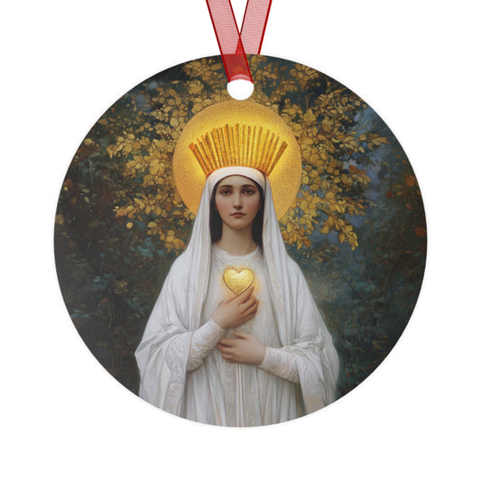 Our Lady of Beauraing - Our Lady of the Golden Heart - Marian Art - Metal Ornament - Religious Holiday Christmas Ornament