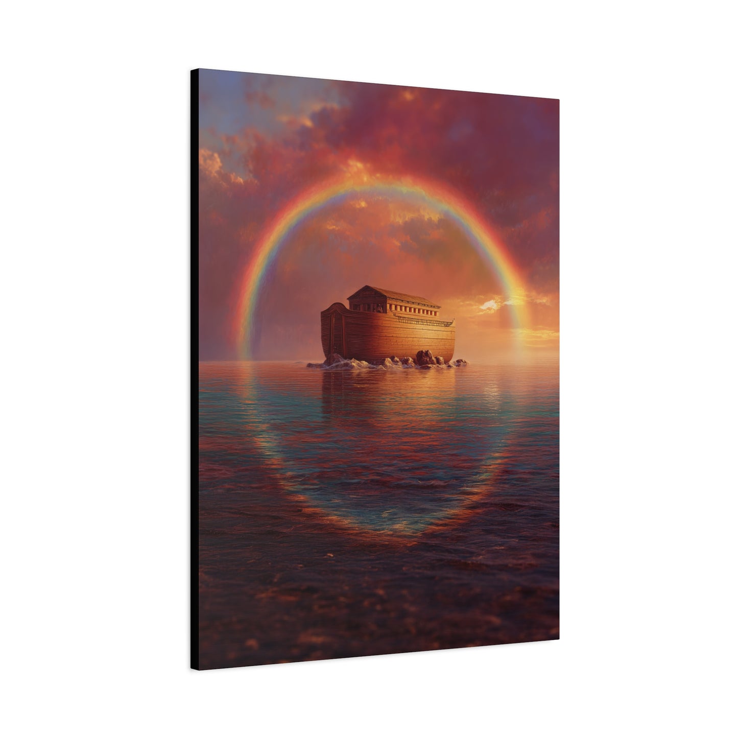 Sheltered Beneath the Covenant Sky - Noah's Ark - Gallery Wrapped Canvas - Print - Religious Art for your Home - Catholic