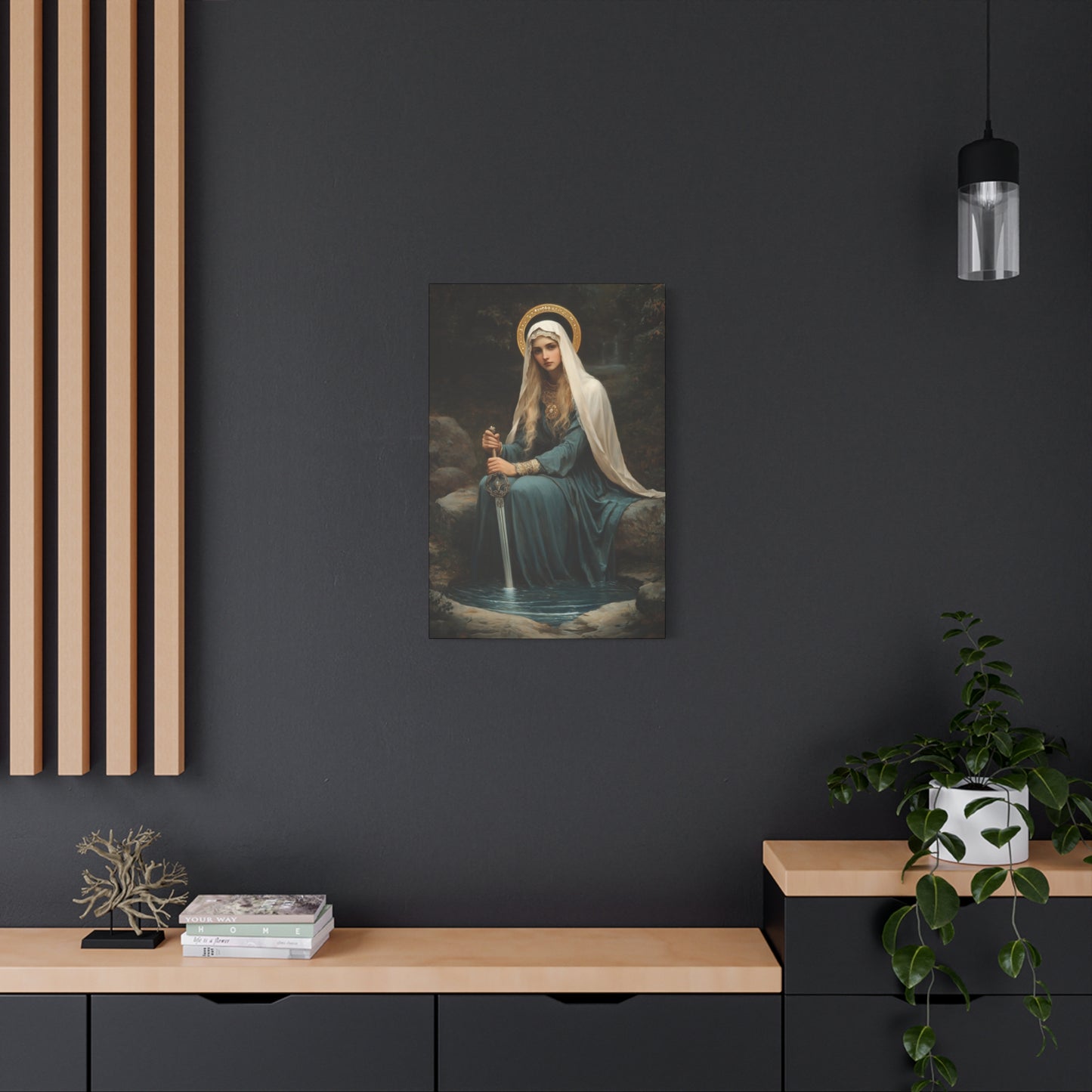 Saint Winifred - Museum Wrapped Canvas - Print - Religious Art for your Home - Christian print - Prayer Room Art - Catholic