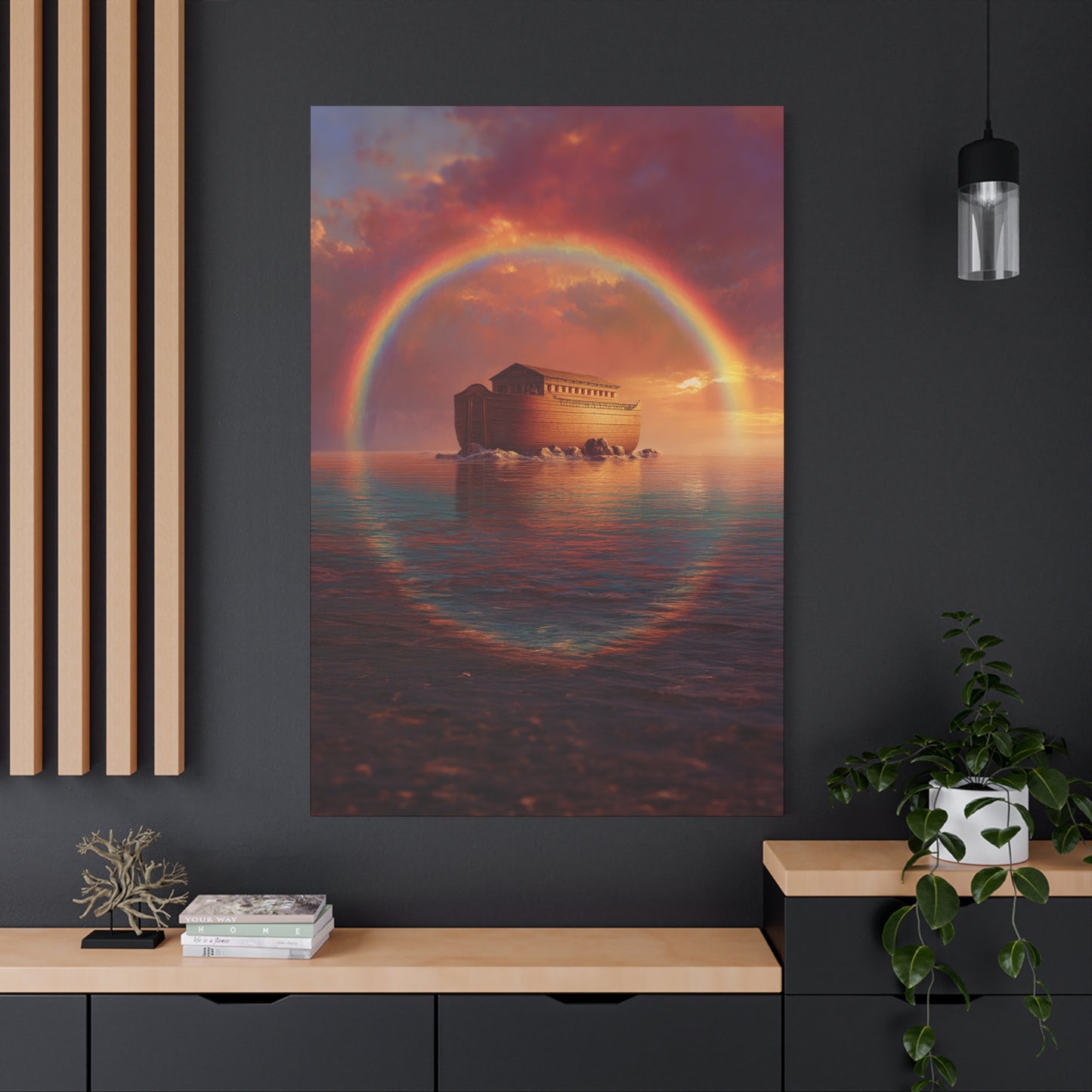 Sheltered Beneath the Covenant Sky - Noah's Ark - Gallery Wrapped Canvas - Print - Religious Art for your Home - Catholic