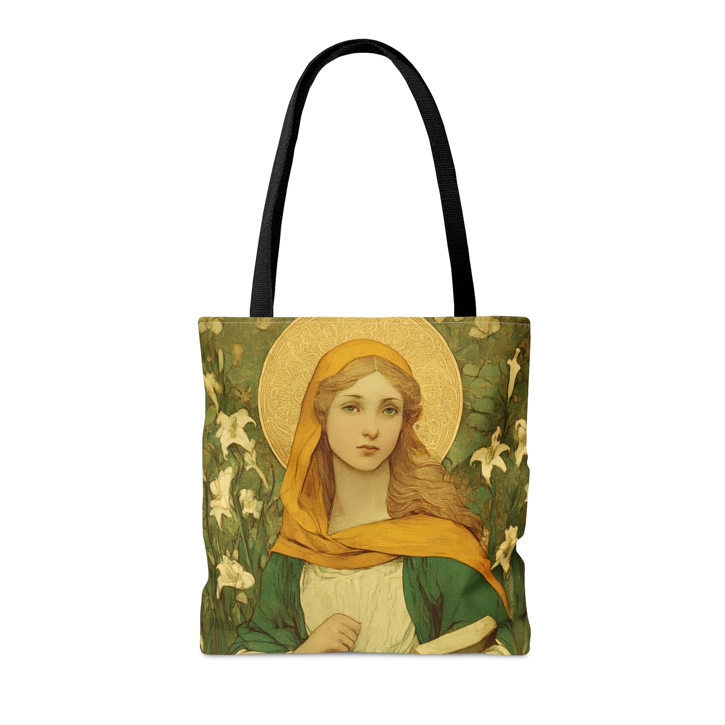Saint Dymphna Tote Bag - Large Medium Small Faith Art Bag - Catholic Faith Purse - Double Sided