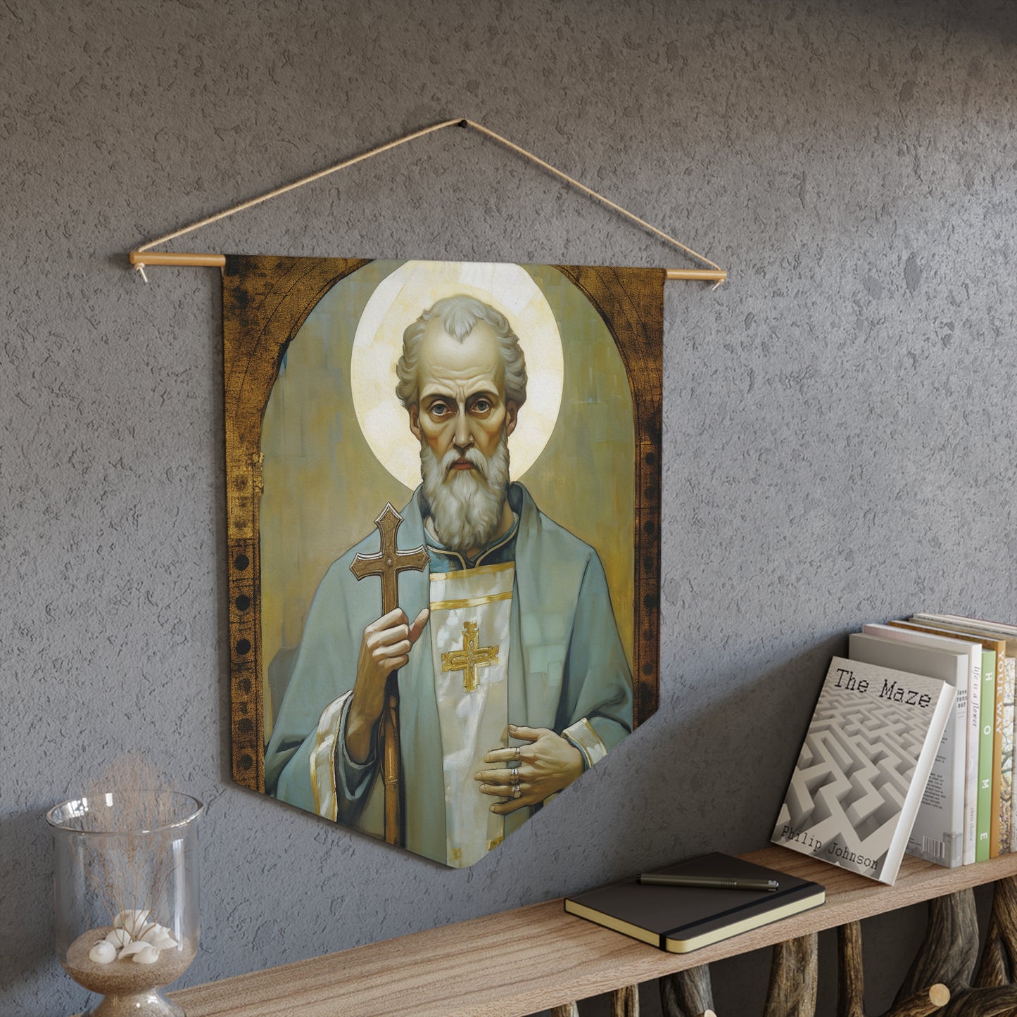 Saint Peter Chrysologus Wall Banner / Wall Hanging - Prayer room art - Catholic Home Art - Large Print - 18" x 21"