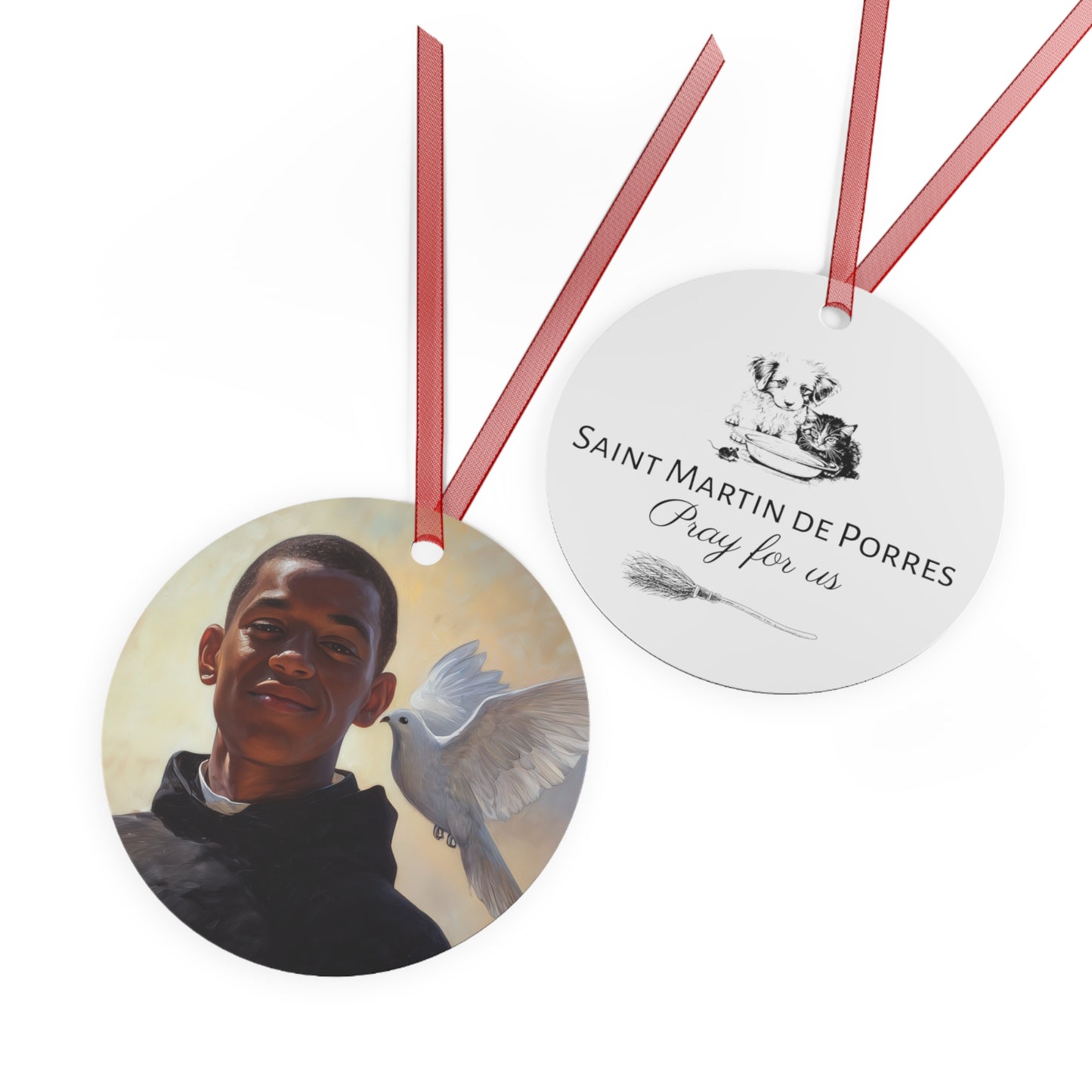Saint Martin de Porres - Religious Holiday Christmas Ornament and Keepsake - Double sided Keepsake Religious Ornament