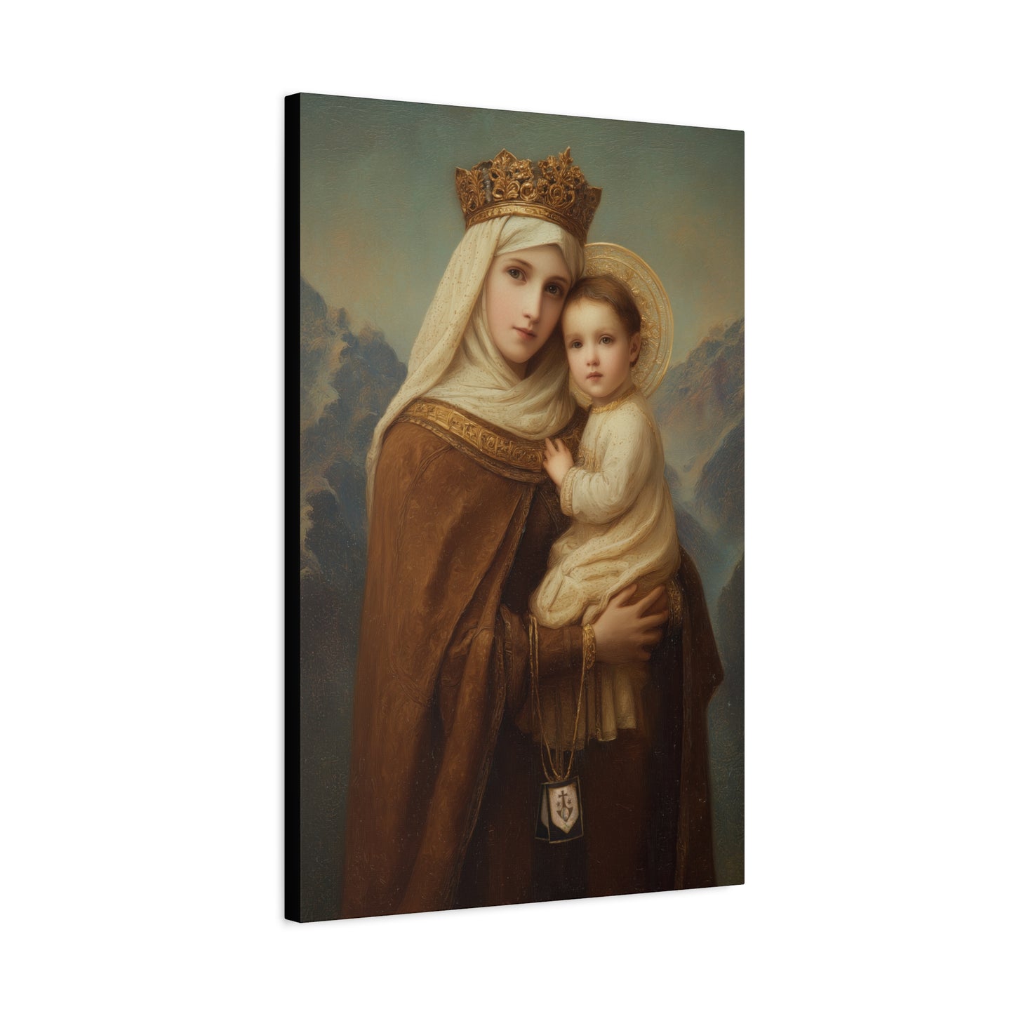 A Cord Between Heaven and Earth - Our Lady of Mount Carmel Wrapped Canvas Print - Multiple Sizes - Catholic Home art Matte Canvas, Stretched