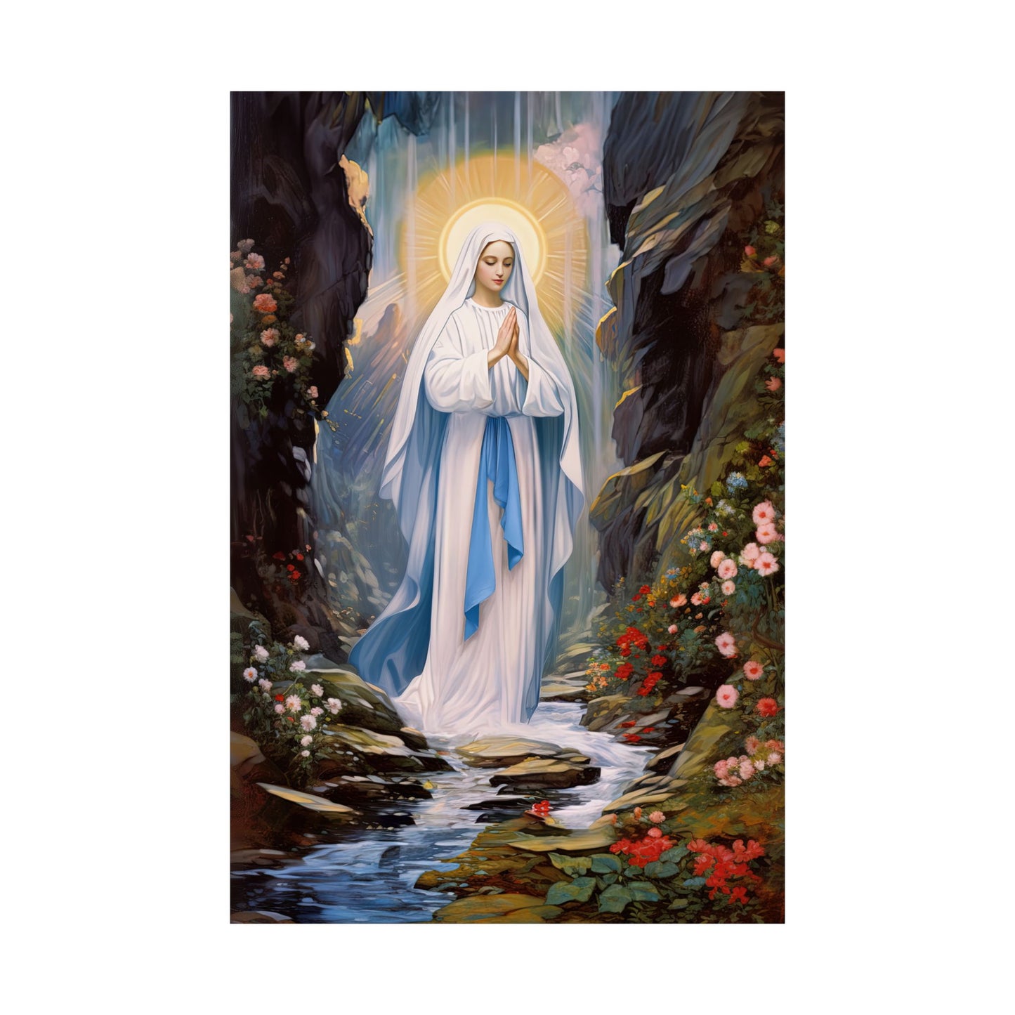 Our Lady of Lourdes - Sanctified Souls Print - Multiple Sizes - Premium Matte Vertical Posters