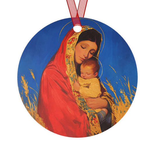 Our Lady of the Harvest Metal Ornament - Religious Holiday Christmas Ornament and Keepsake - Prayer Ornament