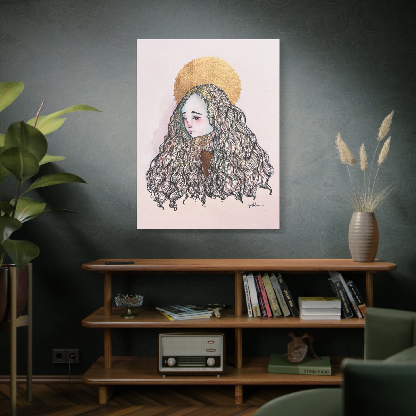 Saint Philomena Canvas Print - Hand-Drawn Catholic Art Print | Christian Sacred Wall Art | Sanctified Solocosmo Religious Artwork