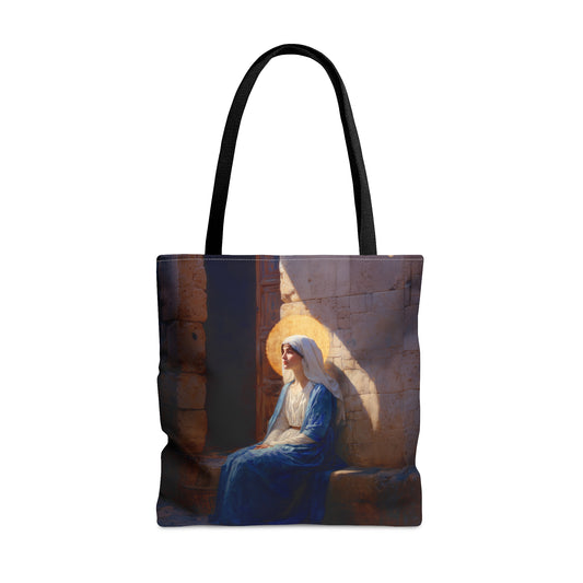 The Quiet Fiat That Split the Darkness, Mary's Yes - Tote Bag - Large Medium Small Faith Art Bag - Catholic Faith Purse