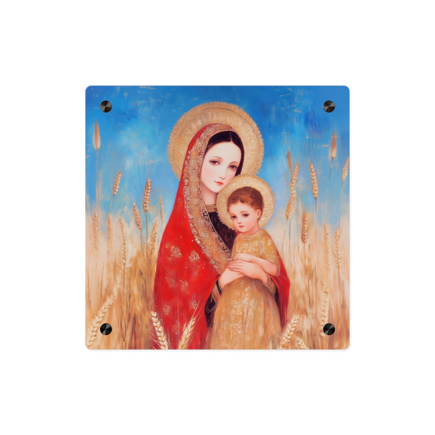 Our  Lady of the Harvest - Wall Art Panel - Ready to Hang Acrylic Print - Catholic Saint Art - Patron Saint Print