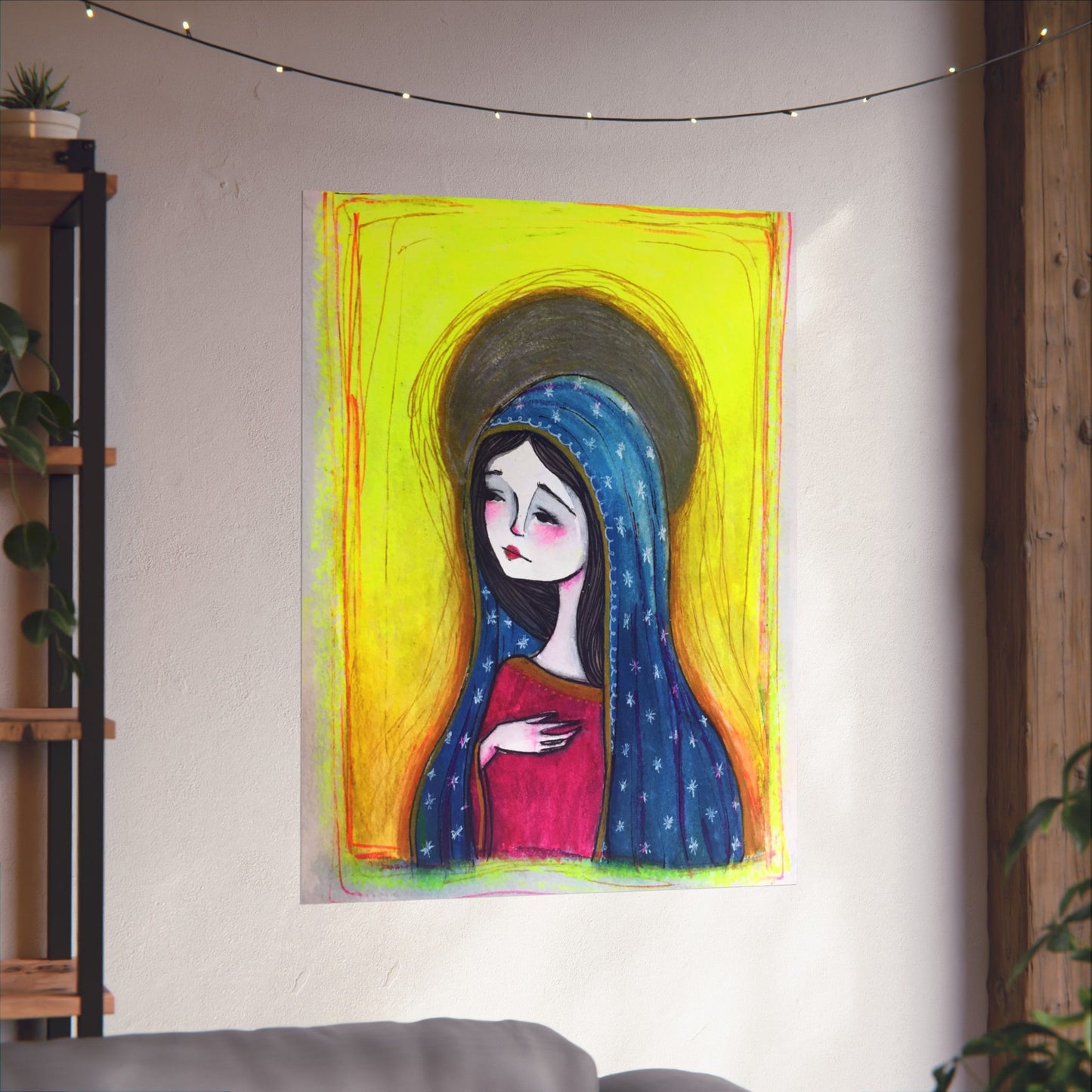 Our Lady of Guadalupe Poster Print - Hand-Drawn Catholic Art Print | Marian Devotional Wall Art | Sanctified Solocosmo Religious Poster