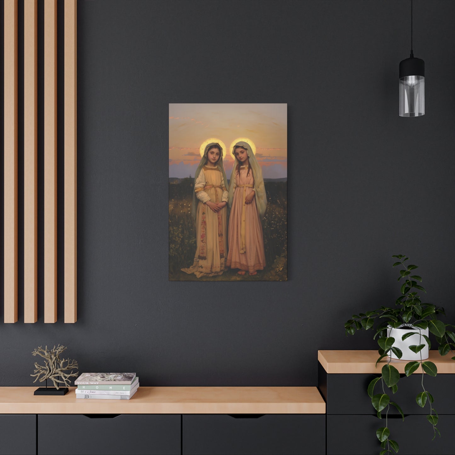 Saints Nunilo and Alodia - Museum Wrapped Canvas - Print - Religious Art for your Home - Christian print - Prayer Room Catholic Saint