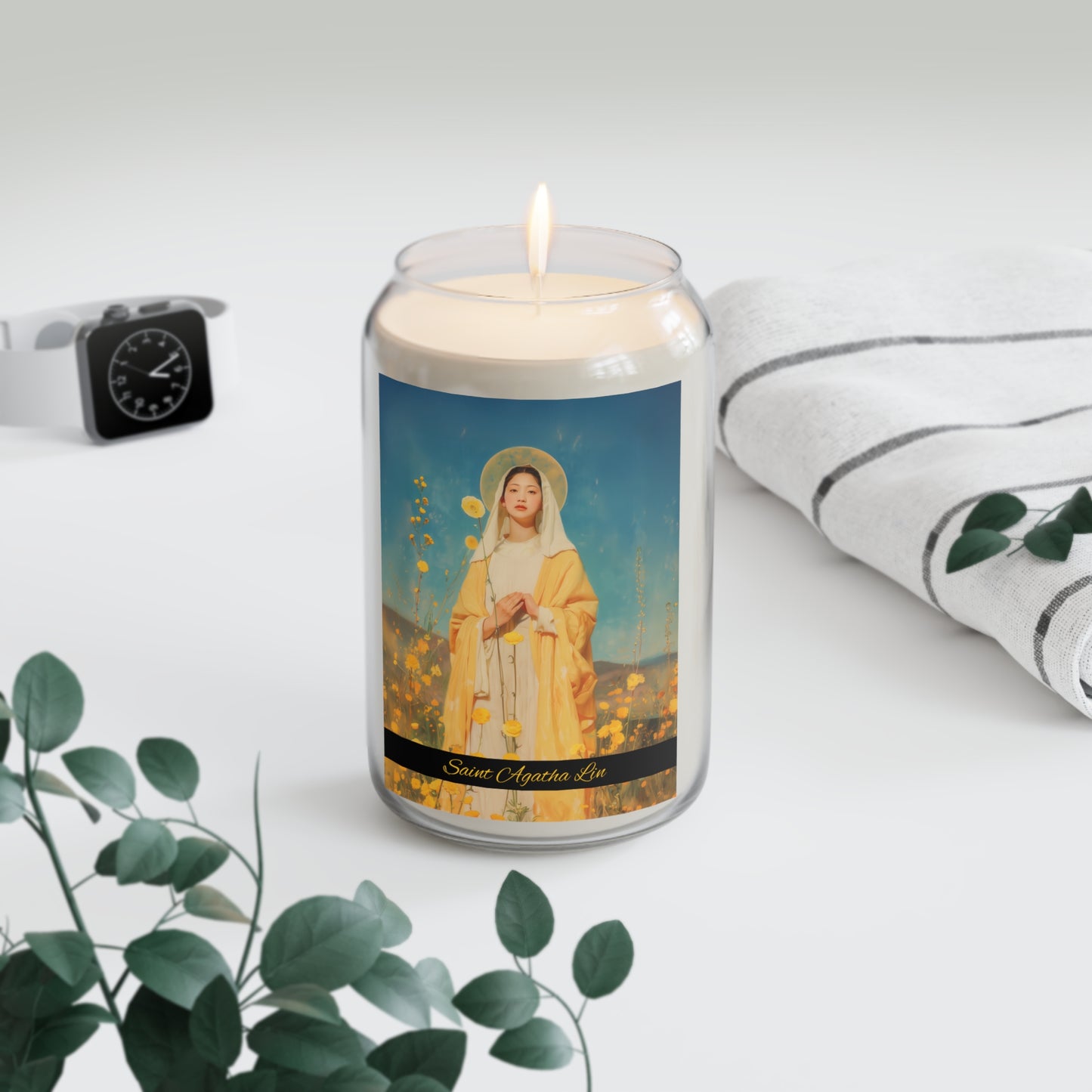 Saint Agatha Lin - Scented Prayer Candle, 13.75oz - Tall Size - Religious Prayer Candle