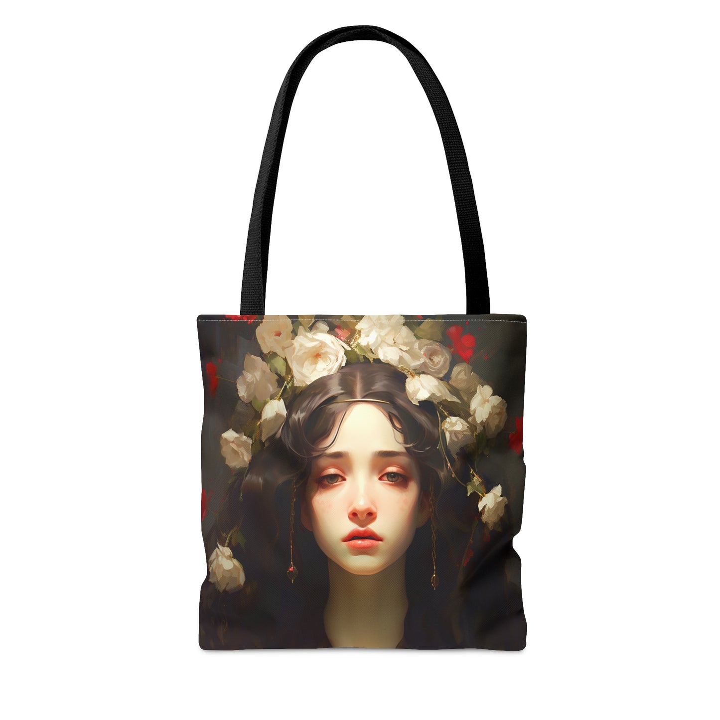 Saint FloraTote Bag - Large Medium Small Faith Art Bag - Re usable Tote Purse - Double Sided - Flowers portrait - Catholic Art Bag