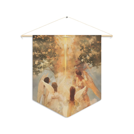 The Watchers of the First Dawn - Guardians of Eden Wall Banner / Wall Hanging - Christian Art - Prayer room - 18" x 21"