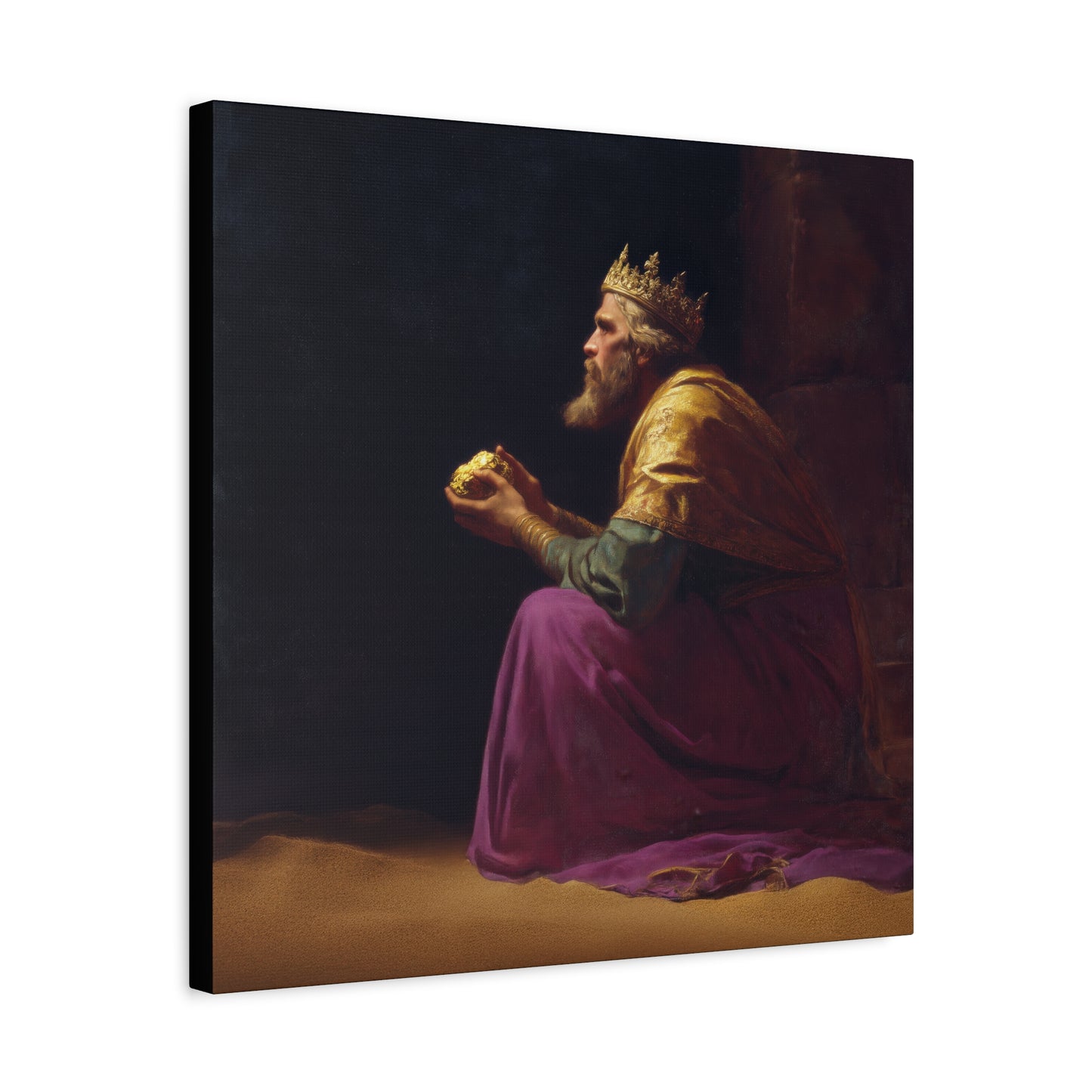 Melchior and the Gift Fit for a King - 3 Wise Men - Gallery Wrapped Canvas - Print - Religious Art for your Home - Catholic