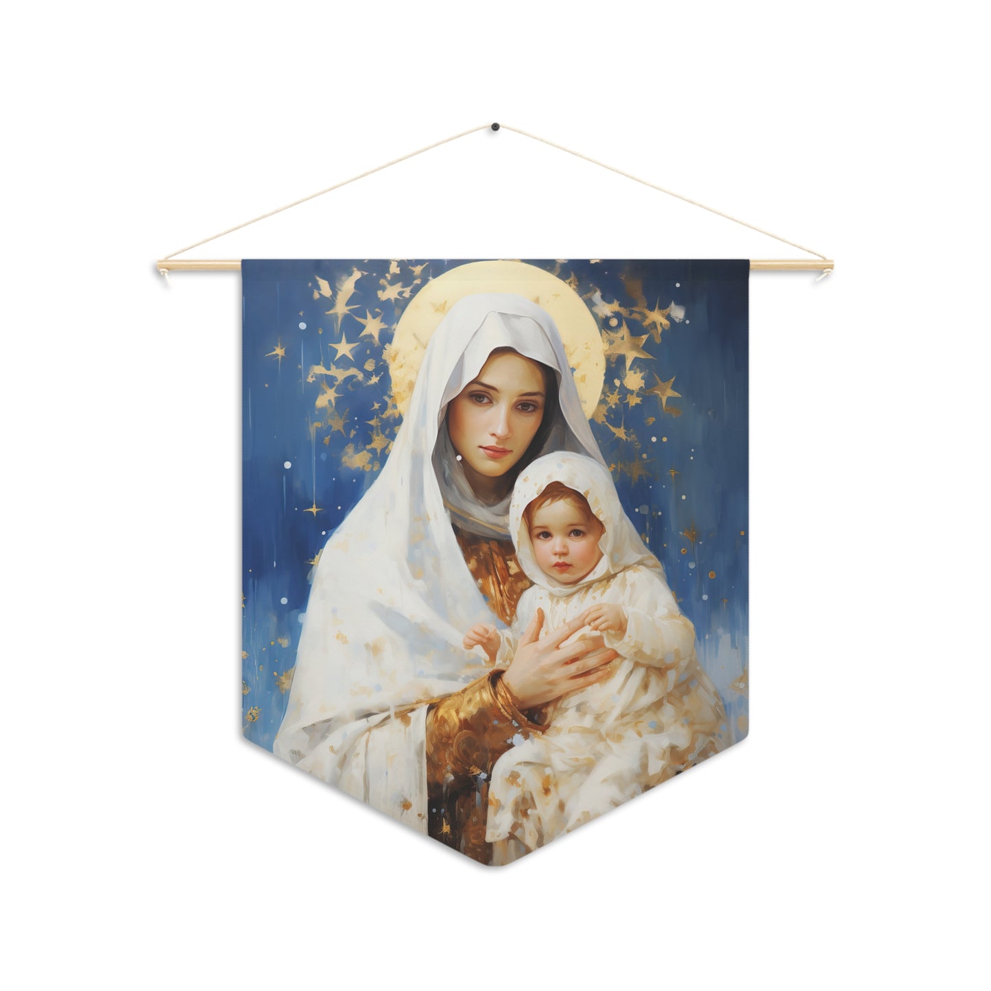 Divine Frost Wall Banner / Wall Hanging - Prayer room art - Our Lady of the Snows - Catholic Home Art - Large Print - 18" x 21"
