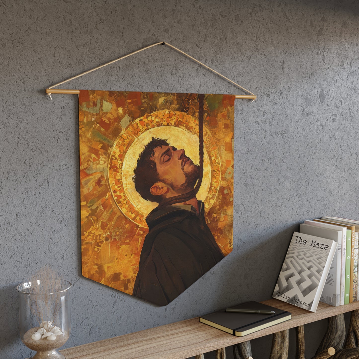 Saint John Ogilvie Pennant / Banner / Wall Hanging - Prayer room art - 18" x 21" - Catholic prayer Religious Christian Gift