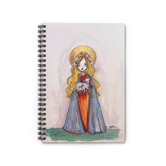 Saint Agnes of Rome Catholic Spiral Notebook | Christian Prayer Journal | Hand-Drawn Sacred Art Notebook Religious Journal