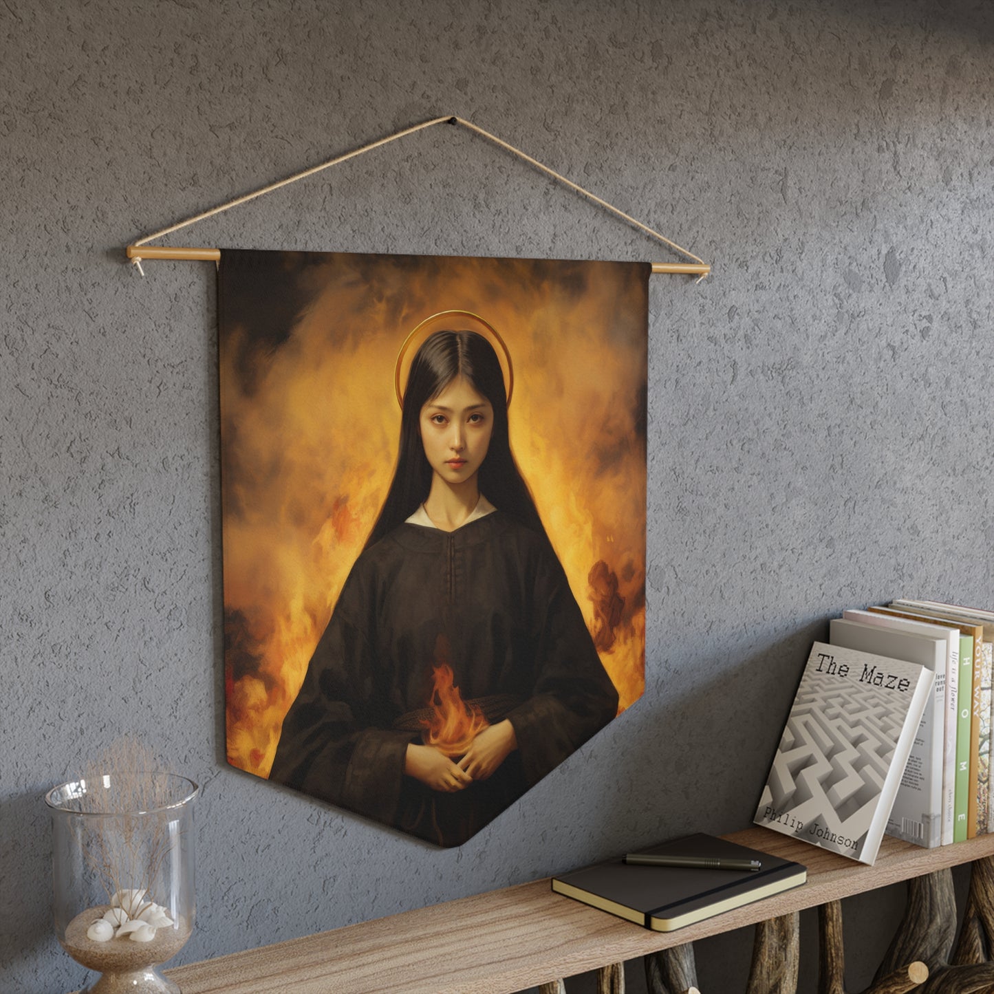 Blessed Mary Magdalen Kiota Pennant / Banner / Wall Hanging - Prayer room art - 18" x 21" - Catholic prayer Religious - Large Banner