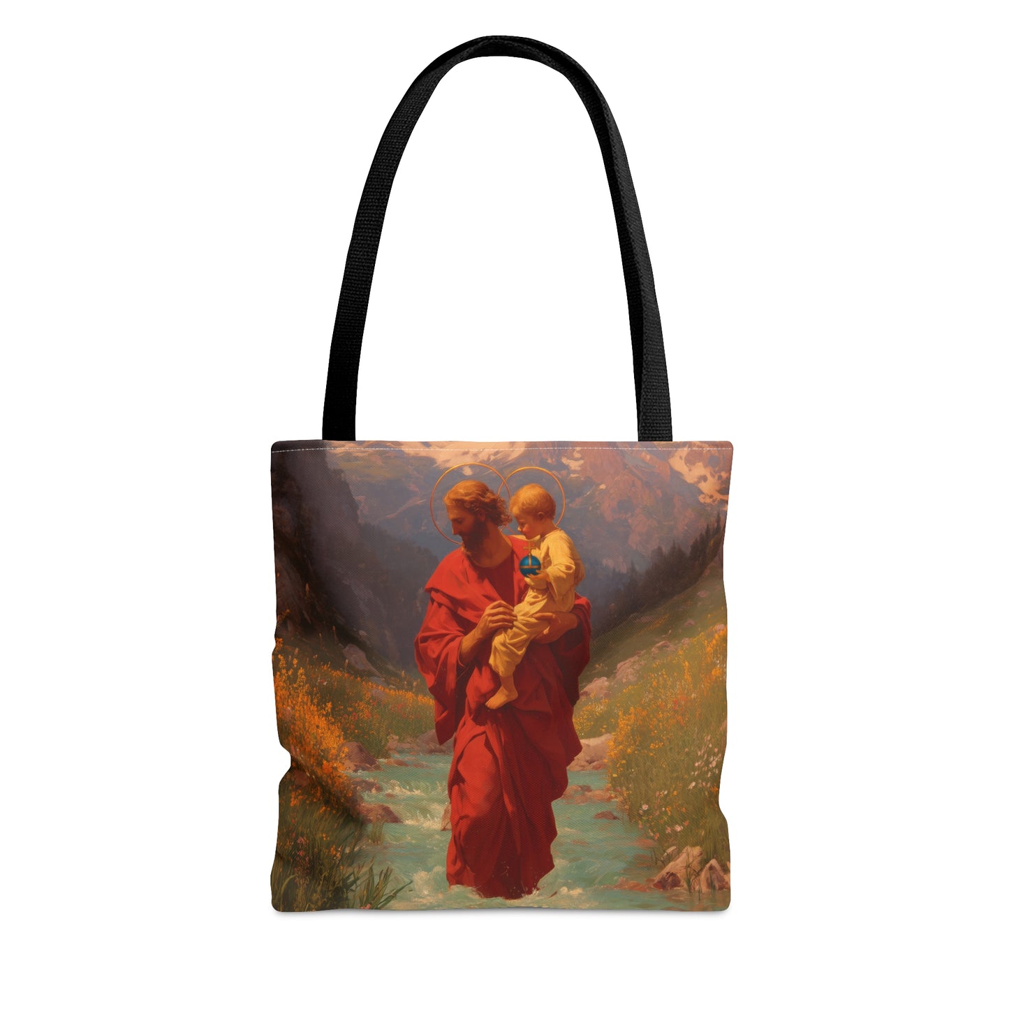 Saint Christopher - Tote Bag - Large Medium Small Faith Art Bag - Bible Study Faith Purse - Double Sided
