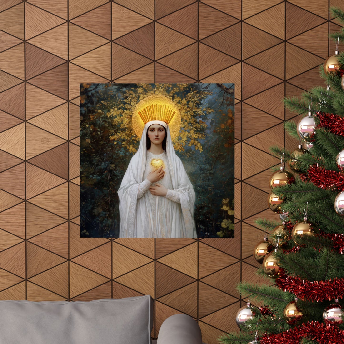 Our Lady of Beauraing - Our Lady of the Golden Heart - Marian Art - Sanctified Souls Print - Multiple Sizes - Premium Vertical Posters