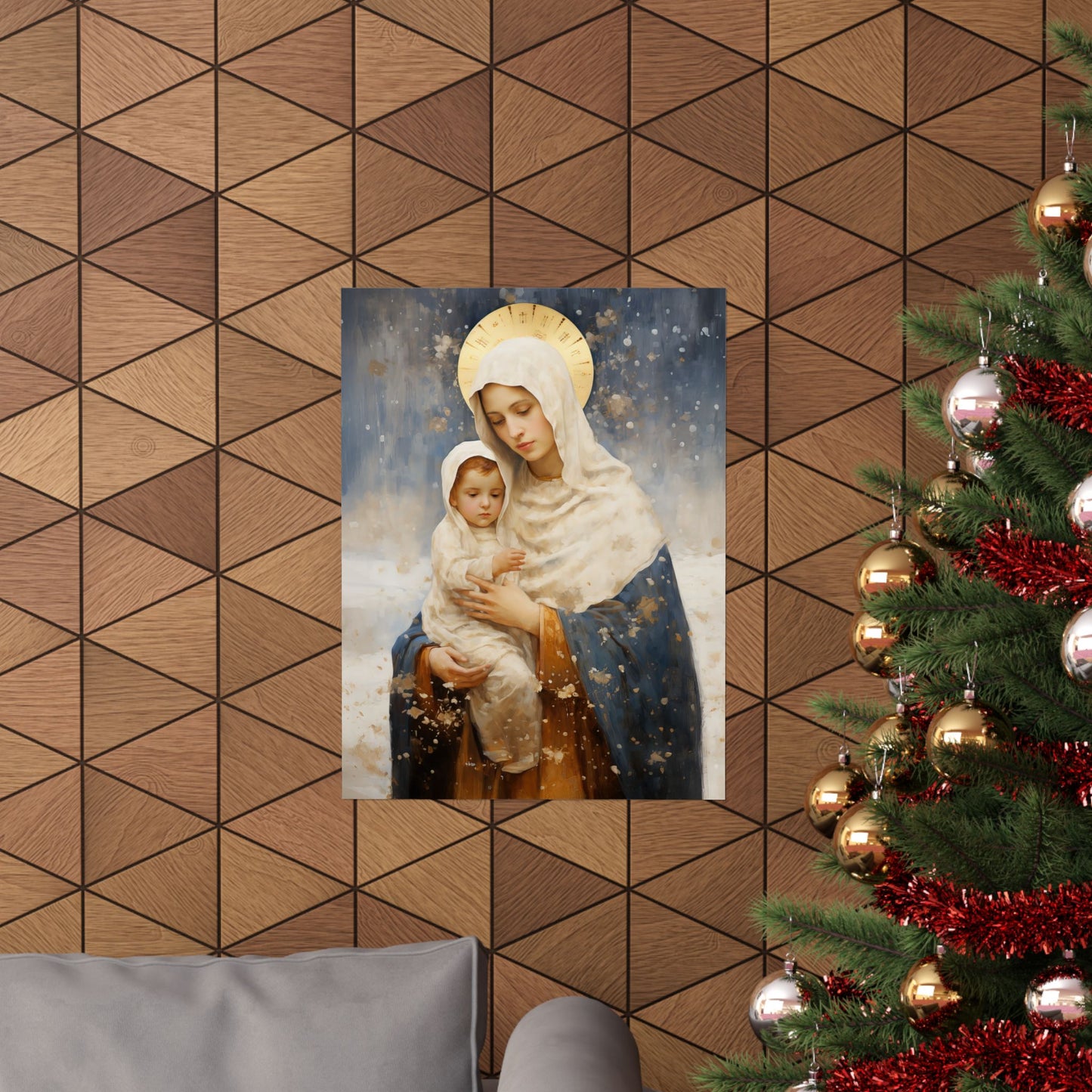 Winter's Grace : Our Lady of the Snows Print - Sanctified Souls Print - Multiple Sizes - Premium Matte Vertical Posters
