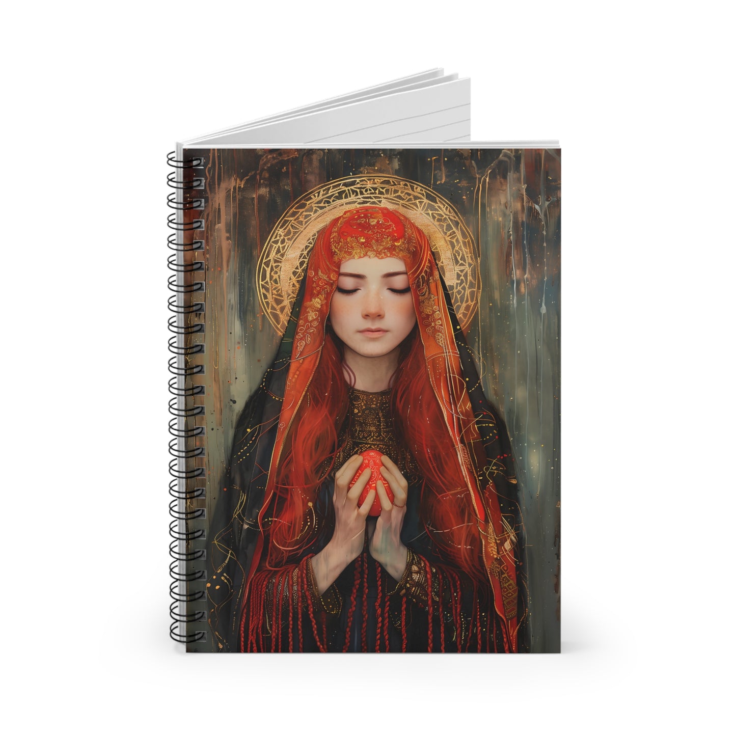 Devotion of Mary Magdalene - Saint Mary Magdalene and the Red Easter Egg - Sanctified Souls Art - Religious - Spiral Notebook - Ruled Line