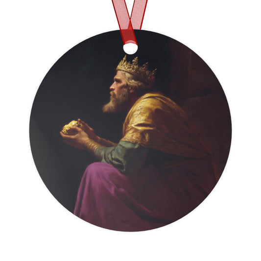 Melchior and the Gift Fit for a King - 3 Wise Men Metal Ornament - Religious Holiday Christmas Ornament and Keepsake - Prayer Ornament
