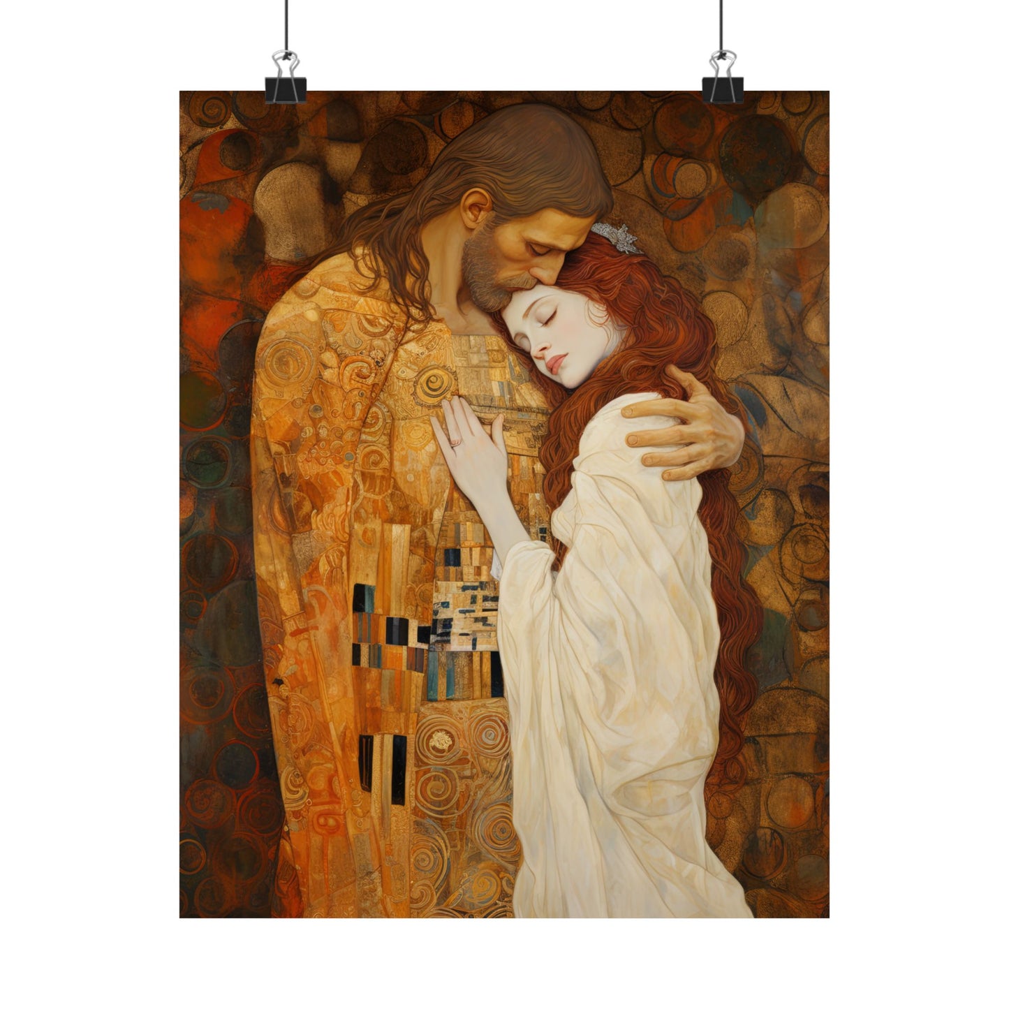 Transcendent Devotion: Christ Embracing Mary Magdalene Print - Based on The Kiss - Sanctified Souls Print - Premium Matte