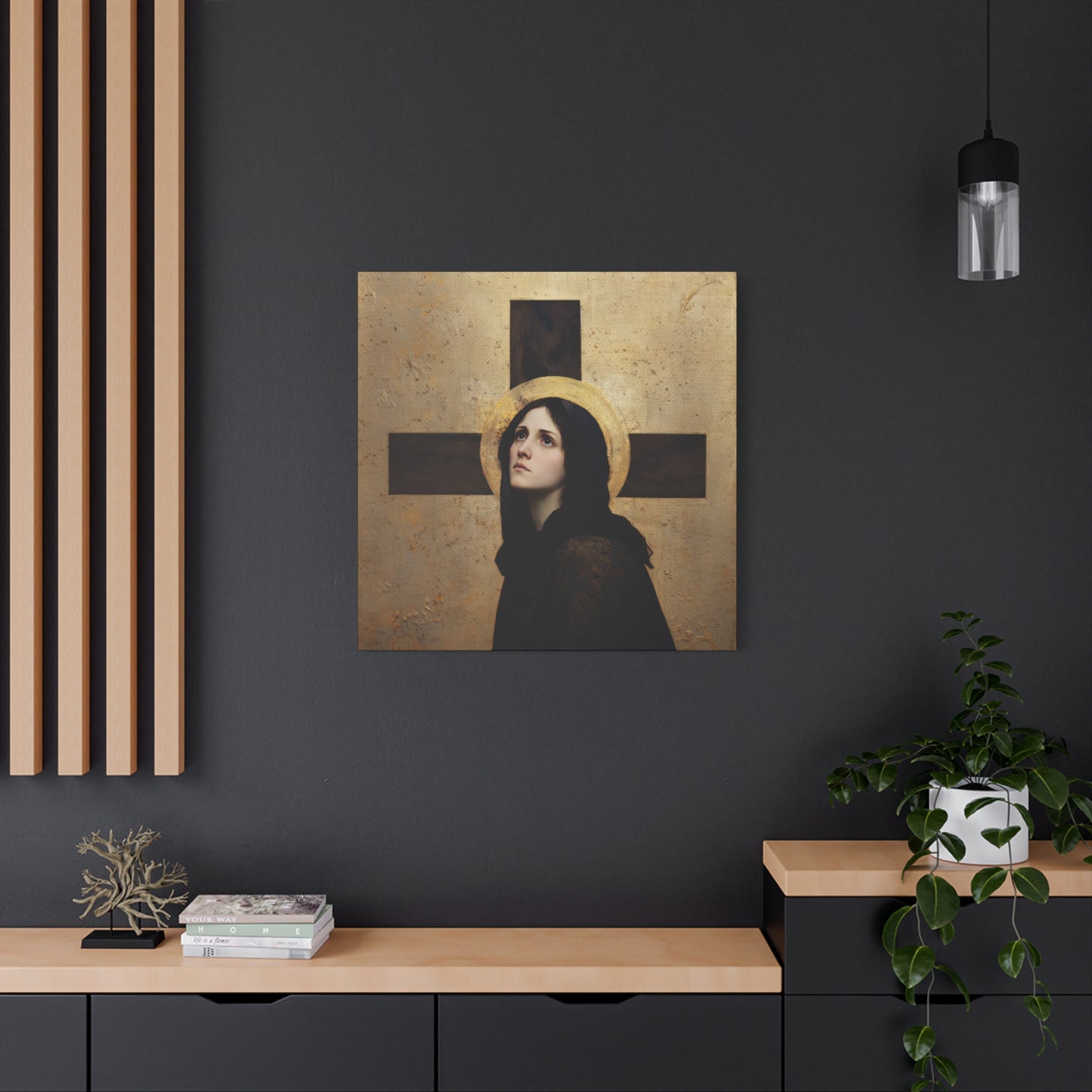Our Lady of the Cross - Mother Mary  - Our Lady of the Crucifix - Marian Art - Gallery Wrapped Canvas - Print - Catholic Art Print