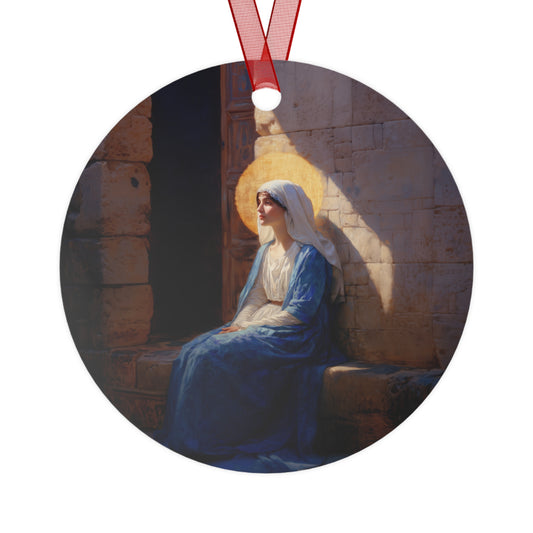 The Quiet Fiat That Split the Darkness, Mary's Yes - Metal Ornament - Religious Holiday Christmas Ornament and Keepsake