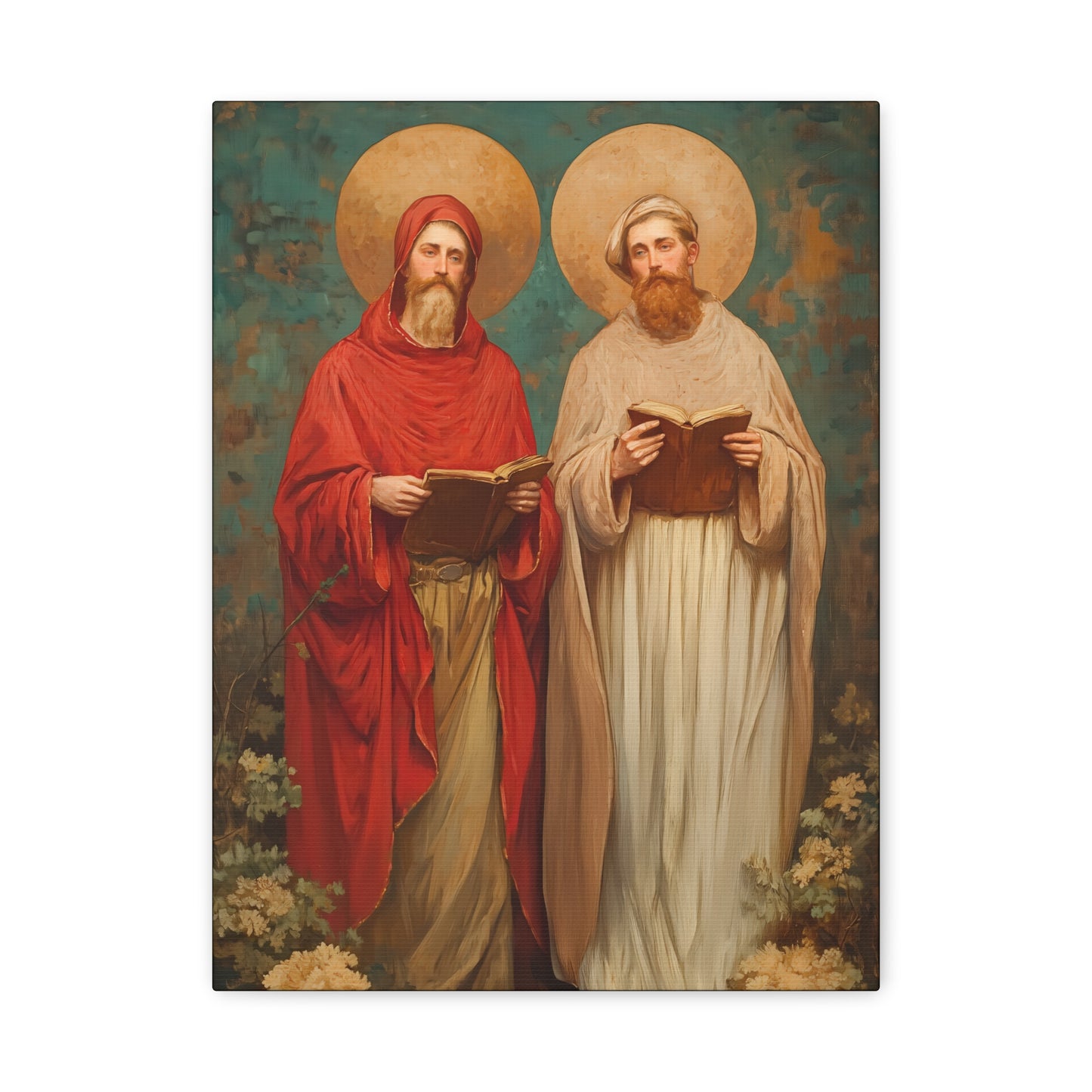 Saints Cosmas and Damian - Multiple Sizes - Catholic Home art - Museum Wrapped Canvas - Sanctified Souls Print - Catholic Martyr Art
