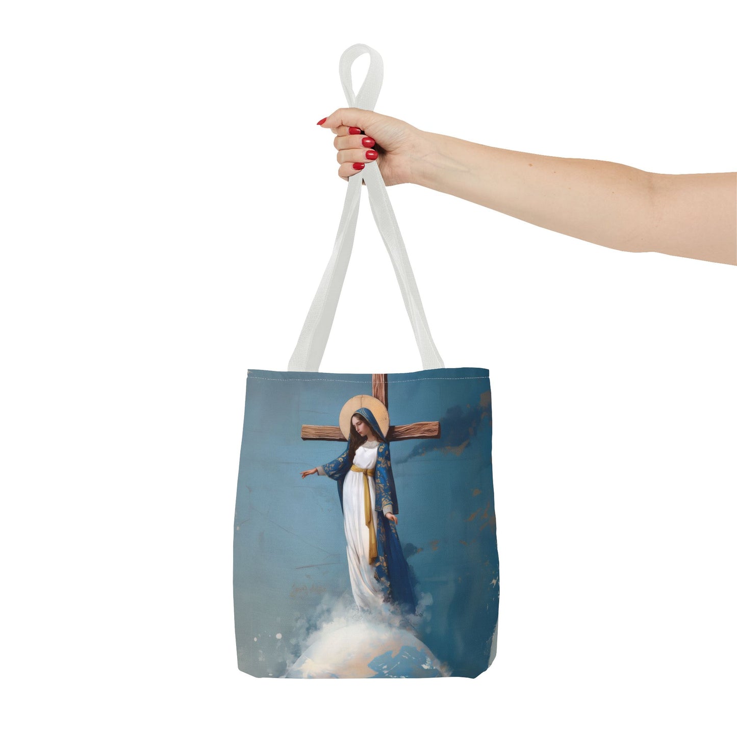 The Lady Of All Nations - Marian Devotion - Mother Mary - Tote Bag - Large Medium Small Faith Art Bag - Re-usable Tote Purse - Double Sided