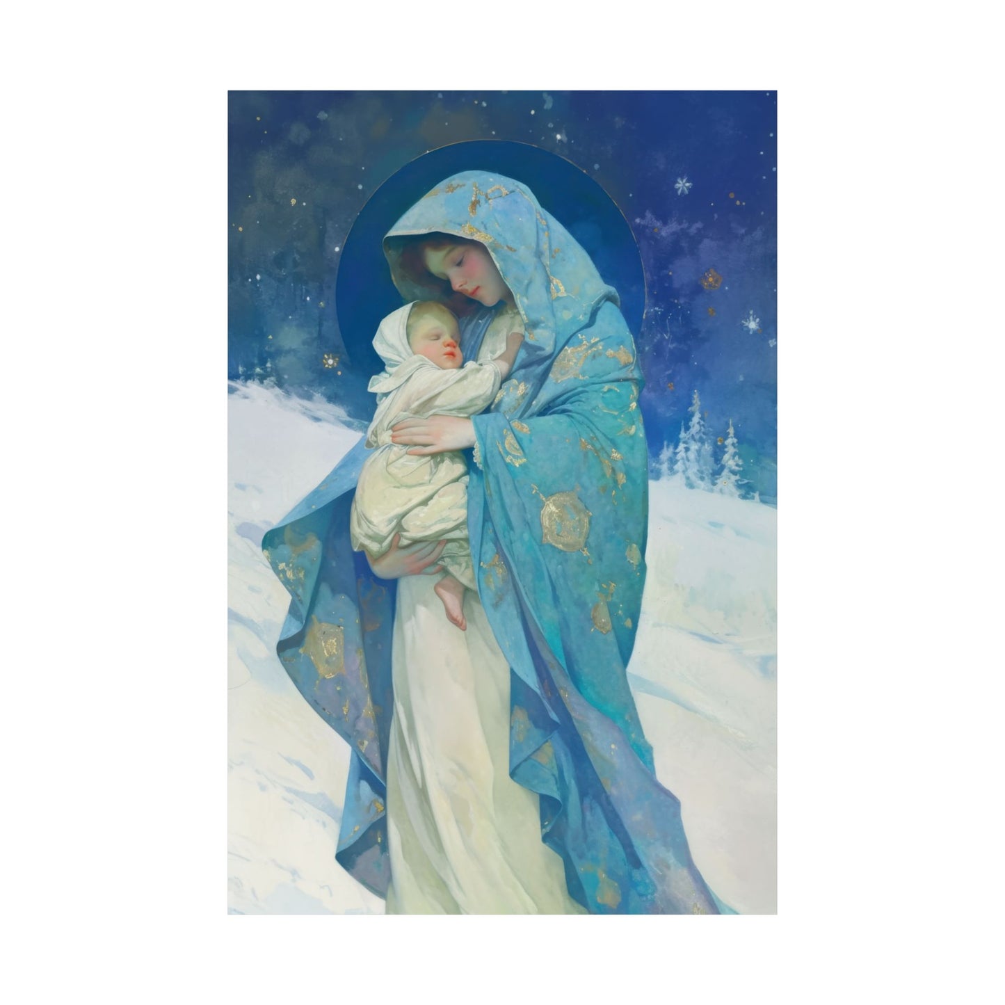 Snowfall of Grace: Our Lady's Blessing - Sanctified Souls Print - Multiple Sizes - Premium Poster - Catholic Art - Christian - Catholic Gift