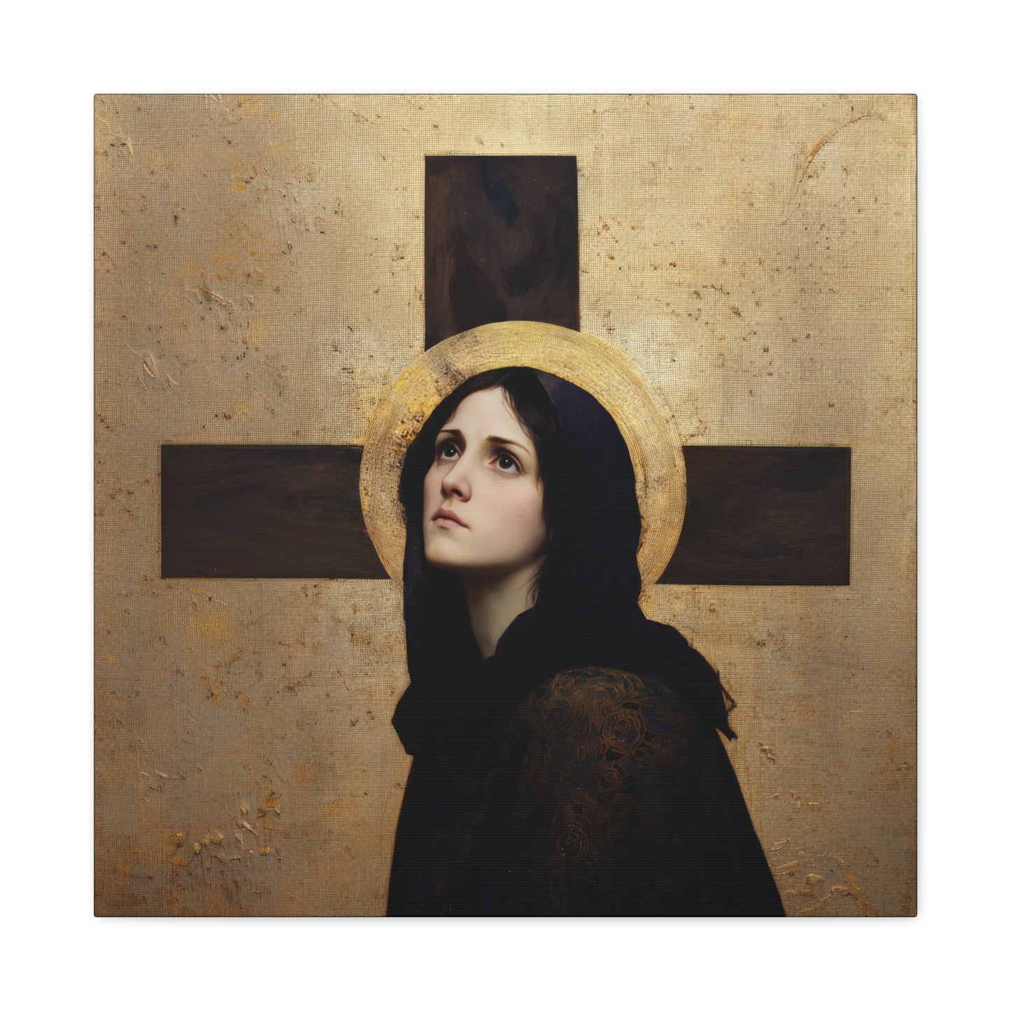 Our Lady of the Cross - Mother Mary  - Our Lady of the Crucifix - Marian Art - Gallery Wrapped Canvas - Print - Catholic Art Print