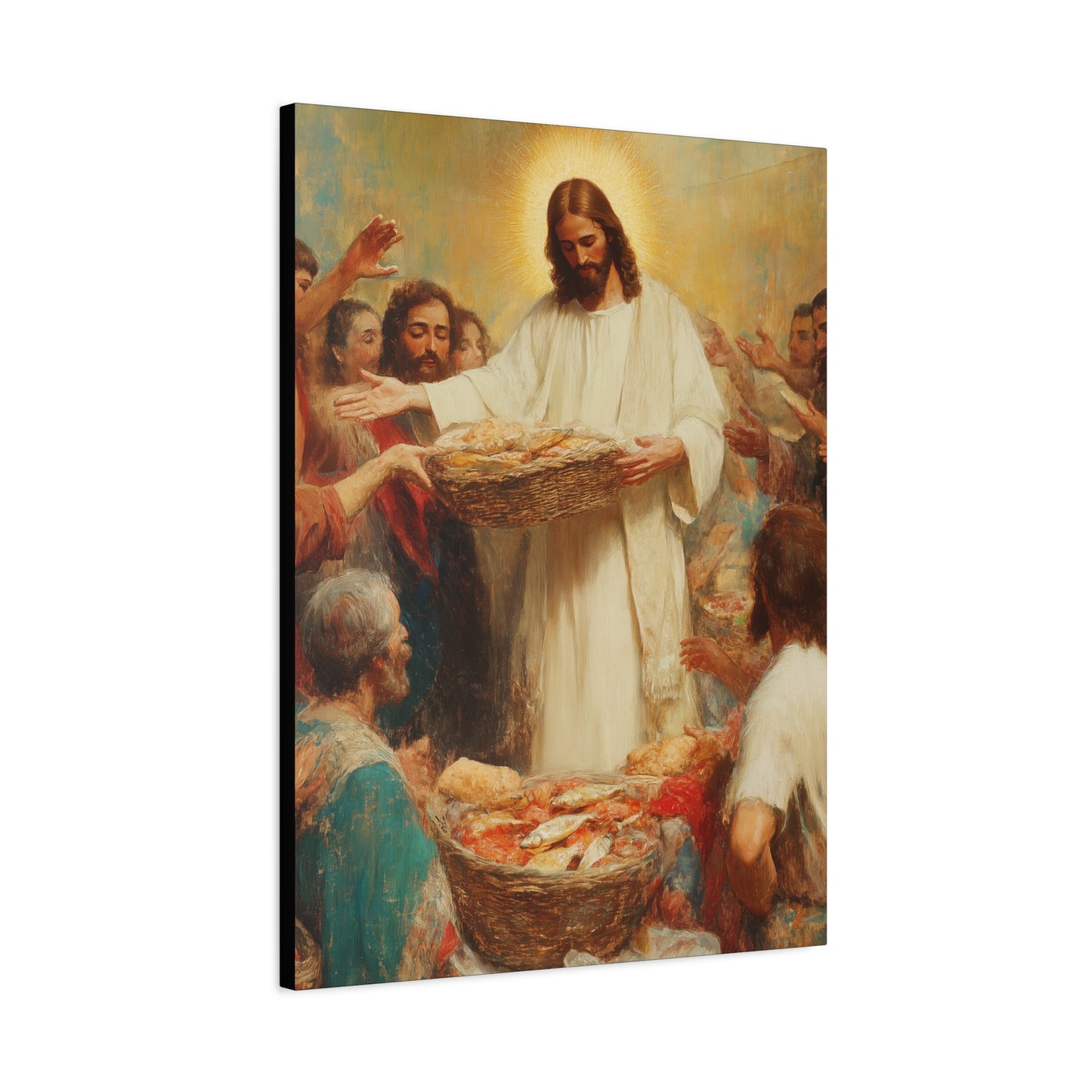 The Quiet Multiplication of Love : Loaves and Fishes - Gallery Wrapped Canvas - Print - Religious Art for your Home - Catholic Art