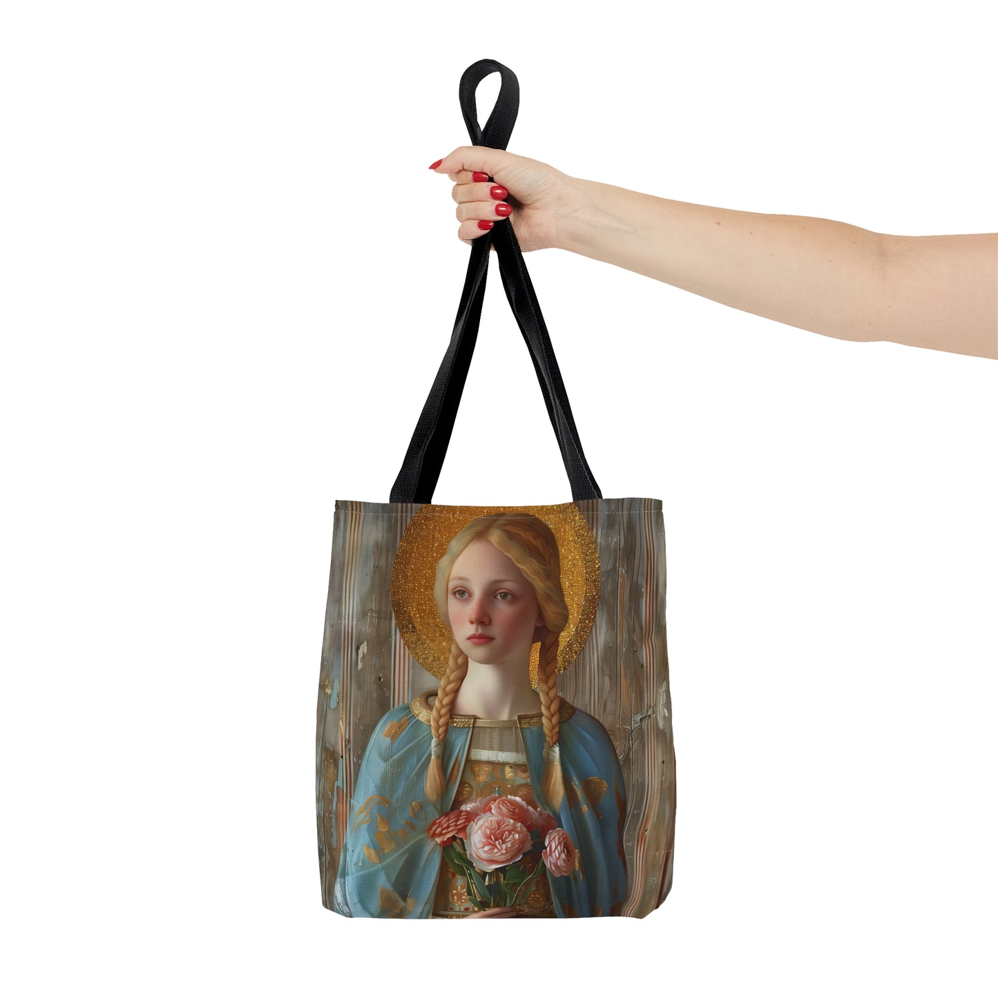 Saint Fina Tote Bag - Purse - Three sizes - Large Medium Small Faith Art Bag - Catholic faith carry-all purse - Double Sided