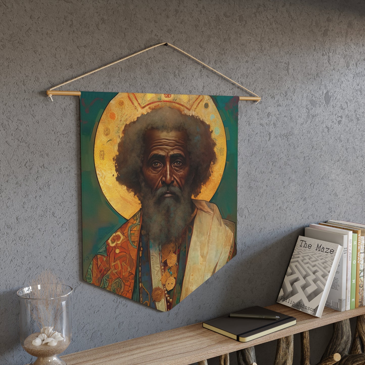 Saint Moses Wall Banner / Wall Hanging - Prayer room art - Catholic Home Art - Large Print - 18" x 21"