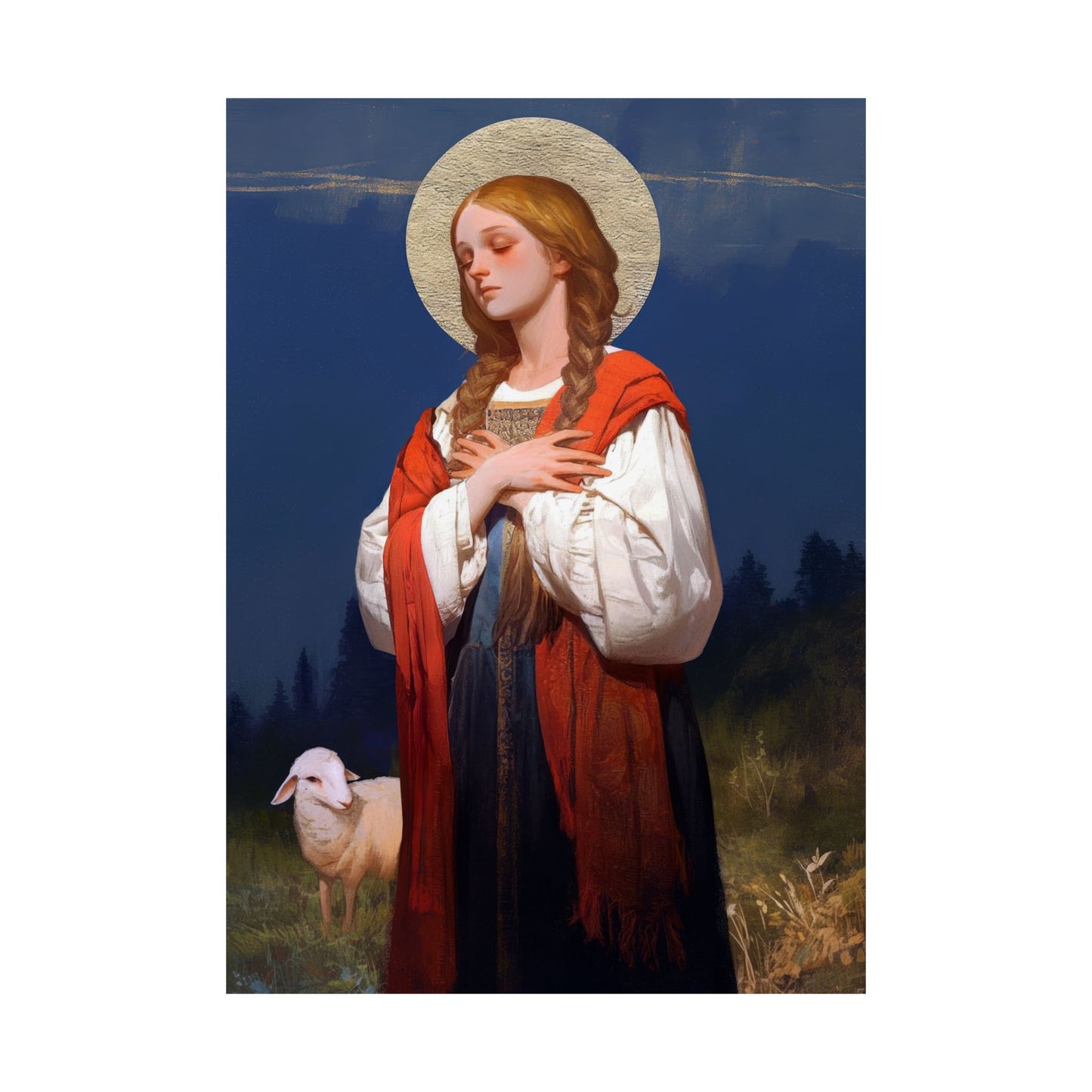 Saint Genevieve - Sanctified Souls Print - Multiple Sizes - Premium Matte Vertical Posters