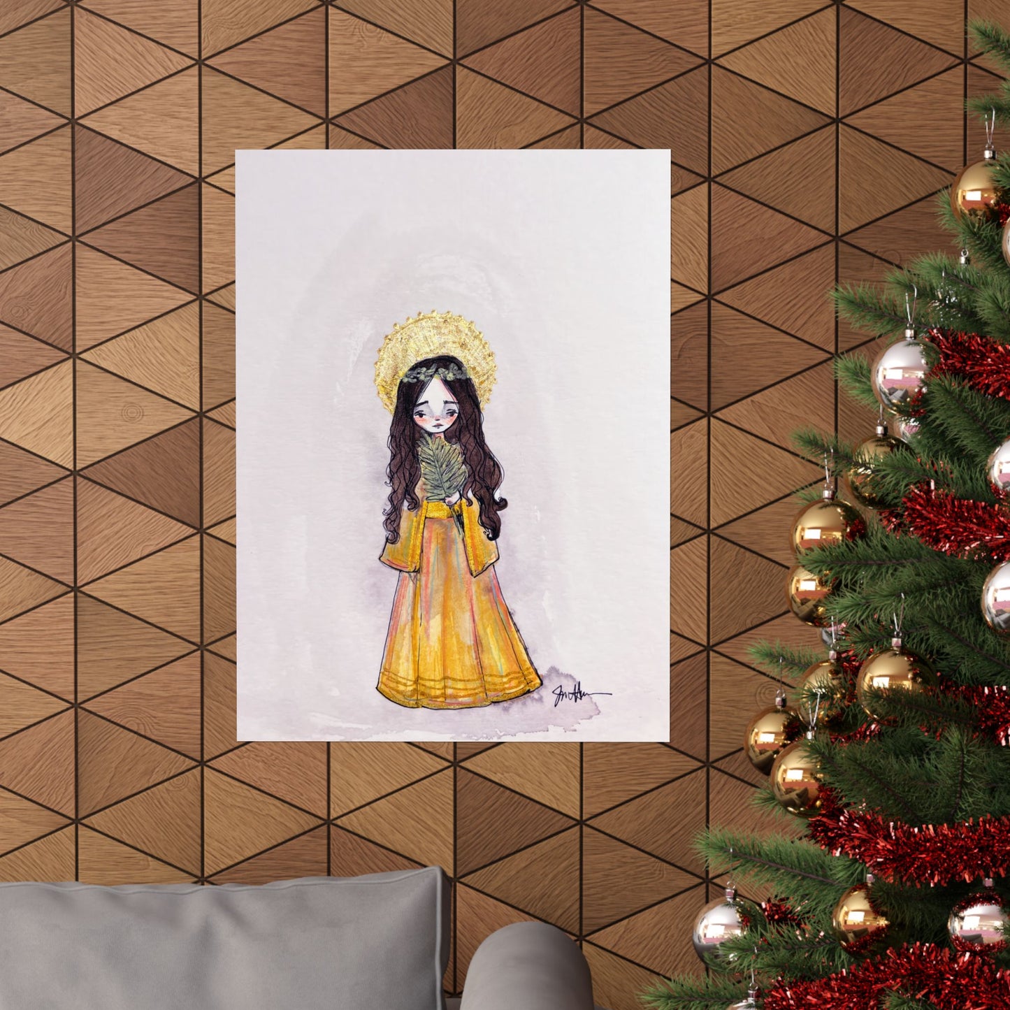 Saint Charity Poster - Hand-Drawn Art | Catholic Art Print | Faith Hope and Charity Youngest Sister | Devotional Wall Art